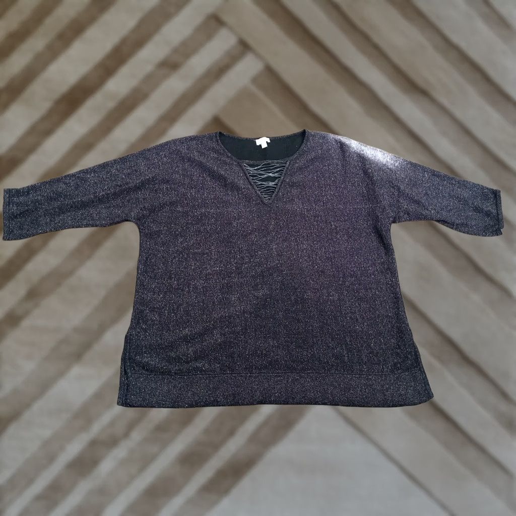 Avenue Avenue Women Sweater V-Neck Black Knit Pullover 14/16 Lightweight Casual Workwear Fall Winter Women Size XL / US 12-14 / IT 48-50 - 1 Thumbnail
