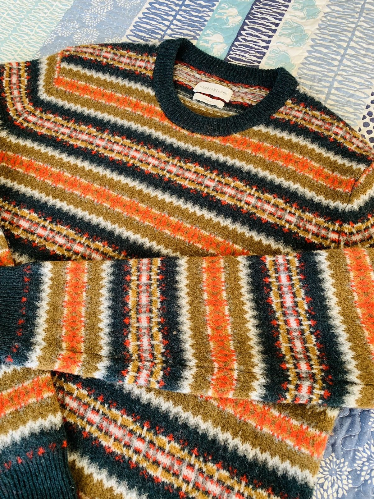 Vintage Harris Wilson x Fair Isle Crewneck Lambswool Sweater Size L / US 10 / IT 46 - 1 Thumbnail