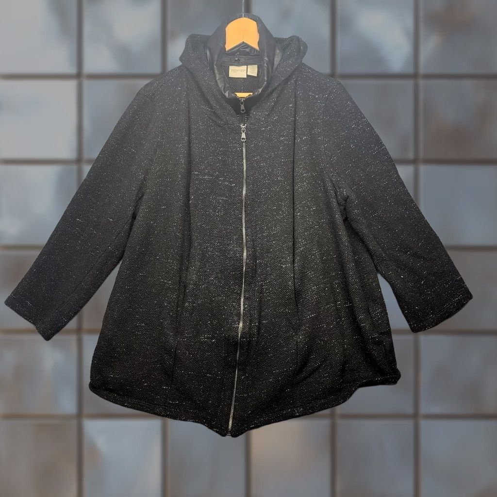 Vintage Chicos Zenergy Jacket Womens 3 US XL Black Detachable Lining Full Zip Hood Jacket Womens Long Sleeve Menagerie? Size L / US 10 / IT 46 - 1 Thumbnail