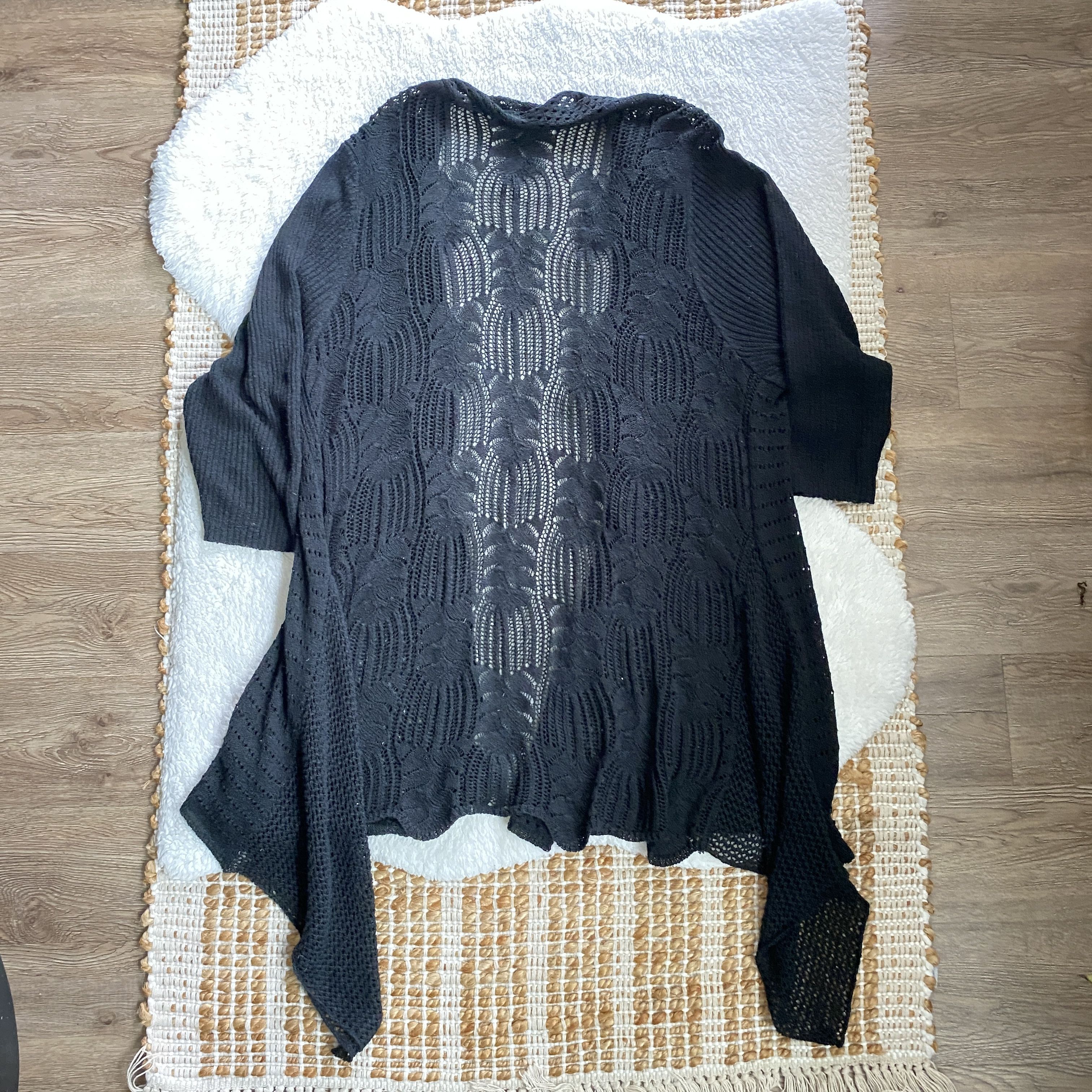 Other Daytrip Black Asymmetrical Open Knit Cardigan – One Size Size ONE SIZE - 6 Thumbnail
