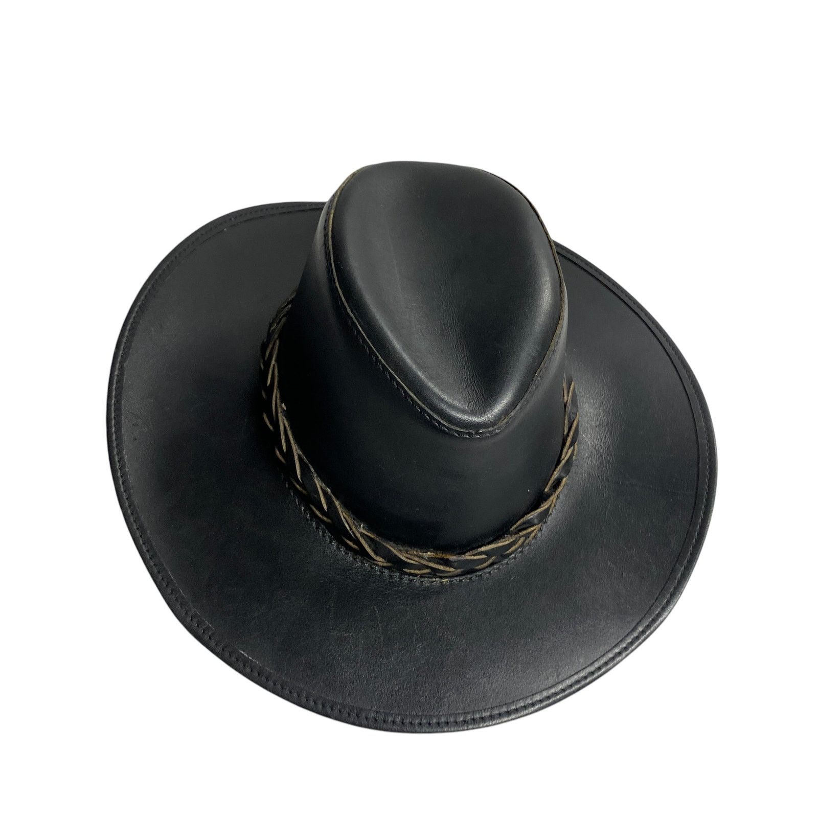 Vintage Vintage Head N Home Black Leather Braided Band Hat Size ONE SIZE - 5 Thumbnail