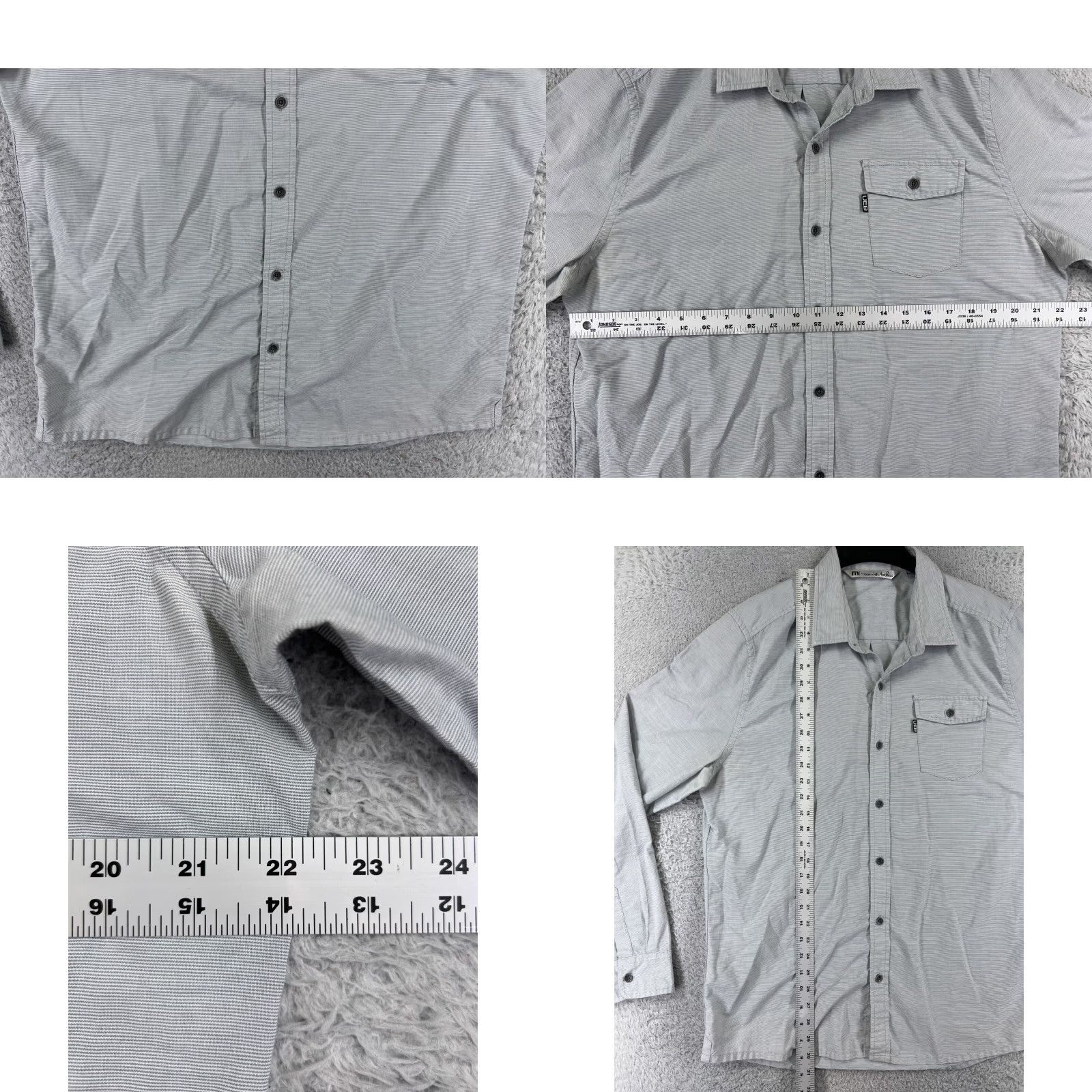 TravisMathew Travis Mathew Shirt Mens XL Gray Stripe Button-Up Long Sleeve Slim Fit Size US XL / EU 56 / 4 - 8 Thumbnail
