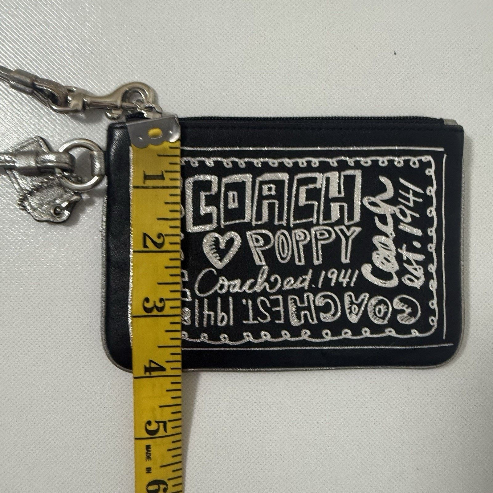 Coach Coach Poppy Black Wristlet Wallet Card Holder Silver Y2K Size ONE SIZE - 6 Thumbnail