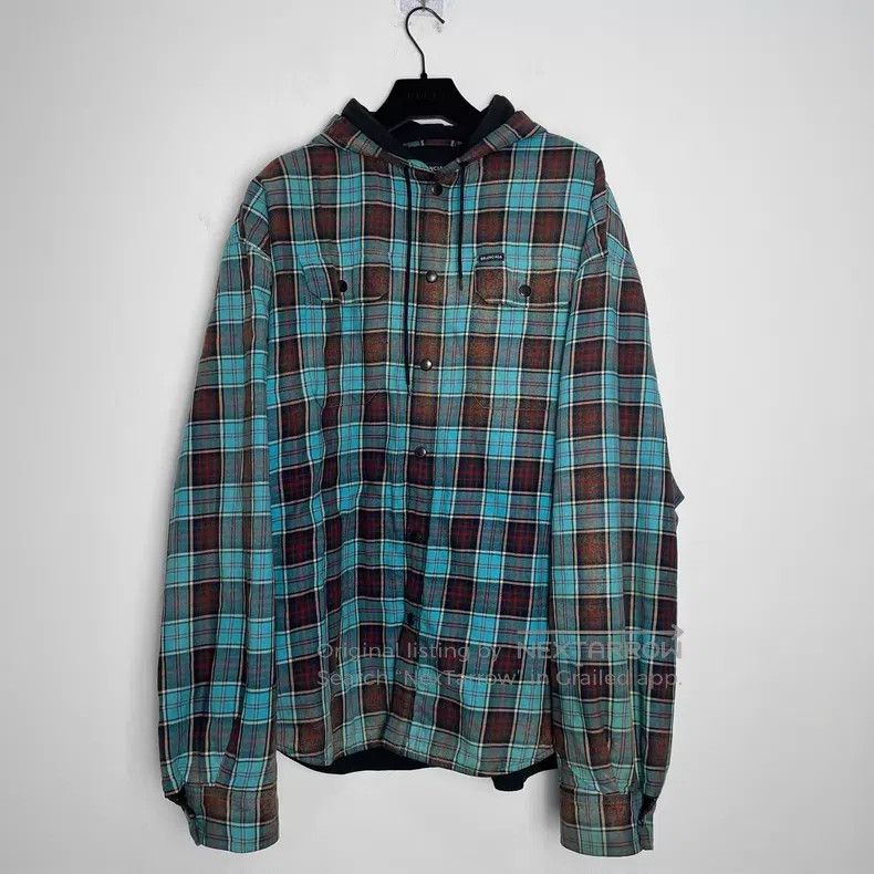 Balenciaga Balenciaga Gradient Plaid Drawstring Single Breasted Hoode Size US XS / EU 42 / 0 - 1 Thumbnail