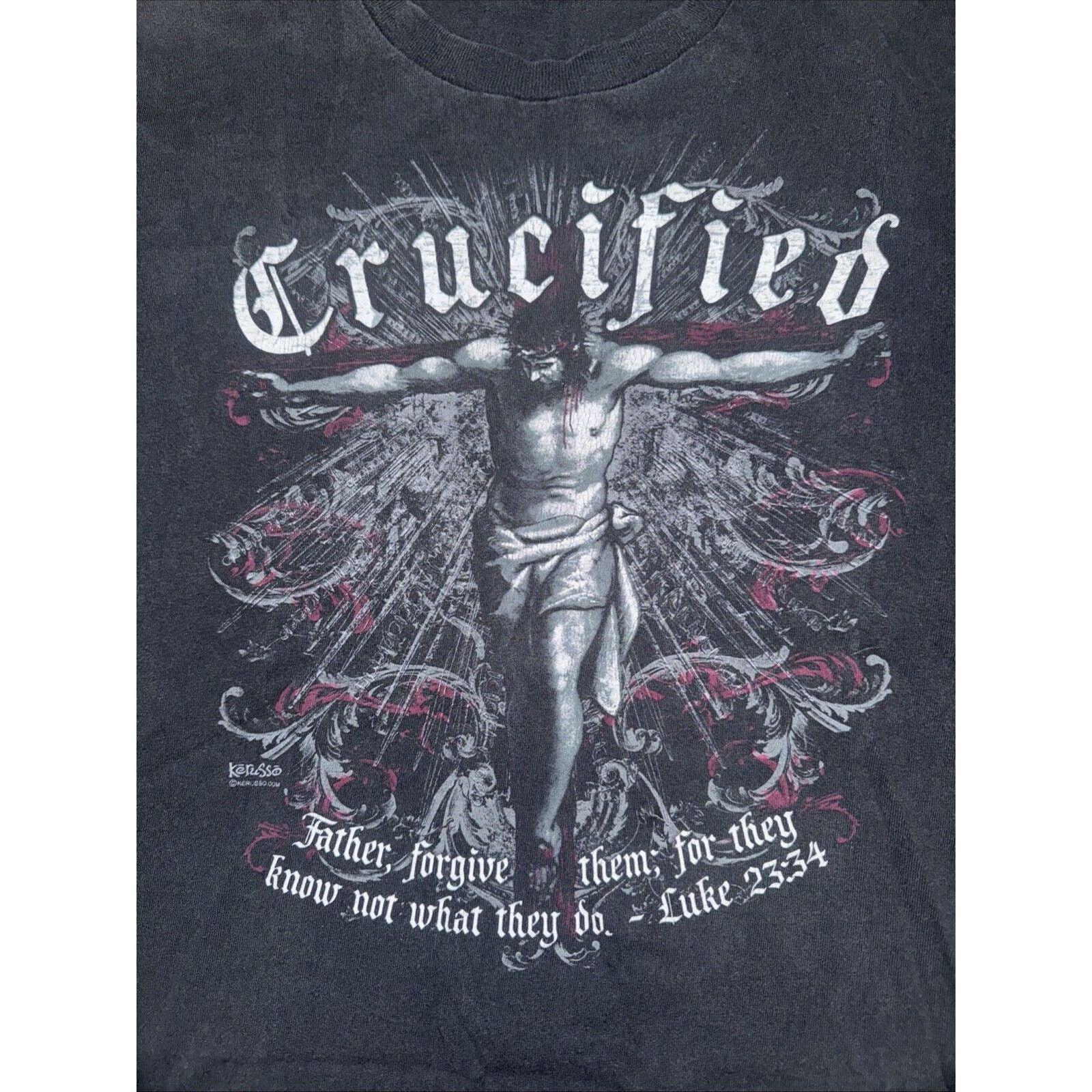Band Tees × Vintage Vintage Jesus Crucified T-Shirt Black L 19x25 Size US L / EU 52-54 / 3 - 2 Thumbnail