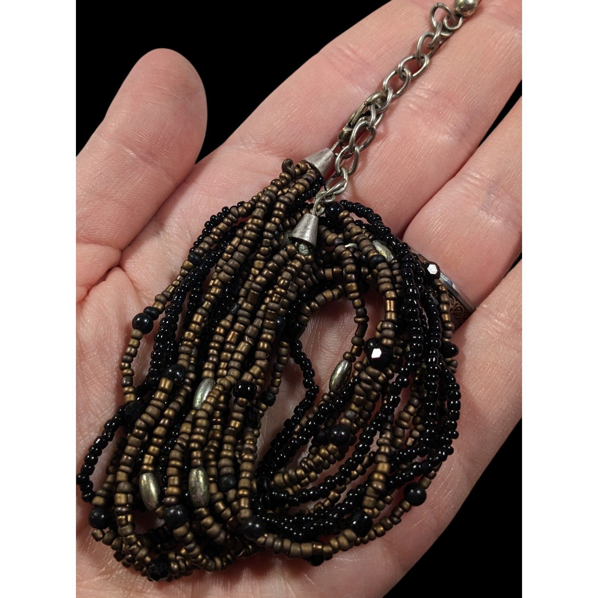 Other Elegant Black And Gold Tone Glass Beaded Multilayer Necklace Size ONE SIZE - 3 Thumbnail