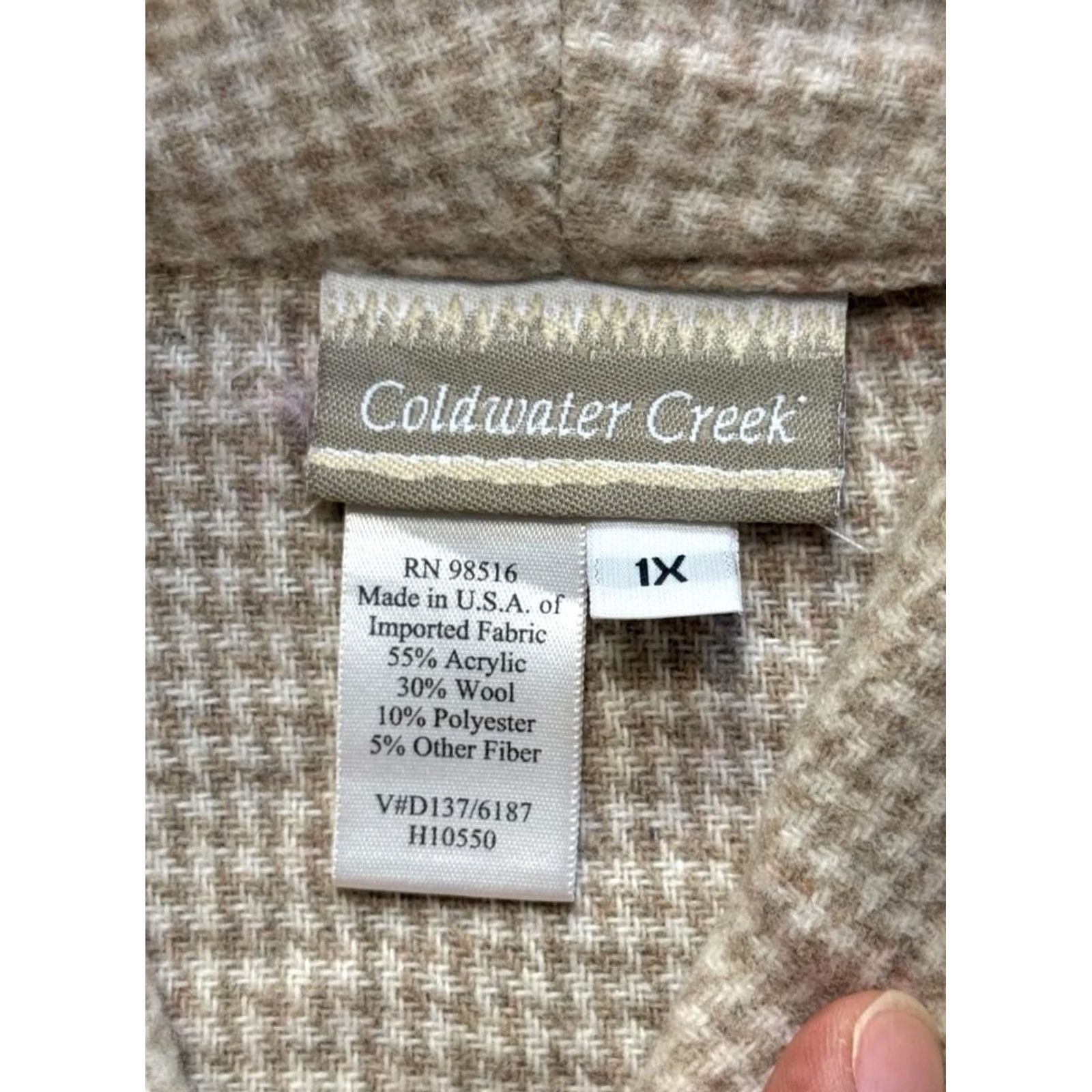Coldwater Creek Coldwater Creek Womens Blazer - Plus Size Beige Houndstooth Knit Jacket Size XL / US 12-14 / IT 48-50 - 2 Thumbnail