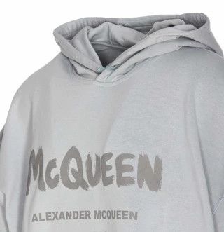 Alexander McQueen o1y1024 Hooded Sweatshirt In Light Grey Size US XL / EU 56 / 4 - 3 Thumbnail