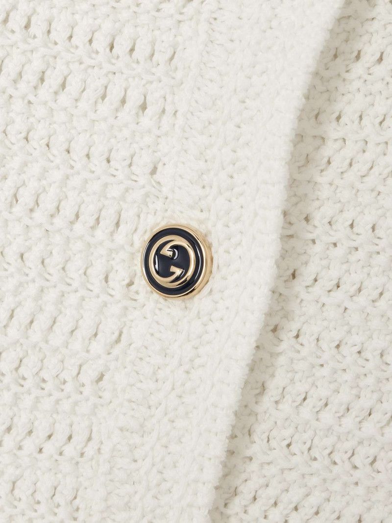 Gucci oc11z1125 Crochet Knit Cotton Button Up Top Polo Shirt White Size XS / US 0-2 / IT 36-38 - 3 Thumbnail