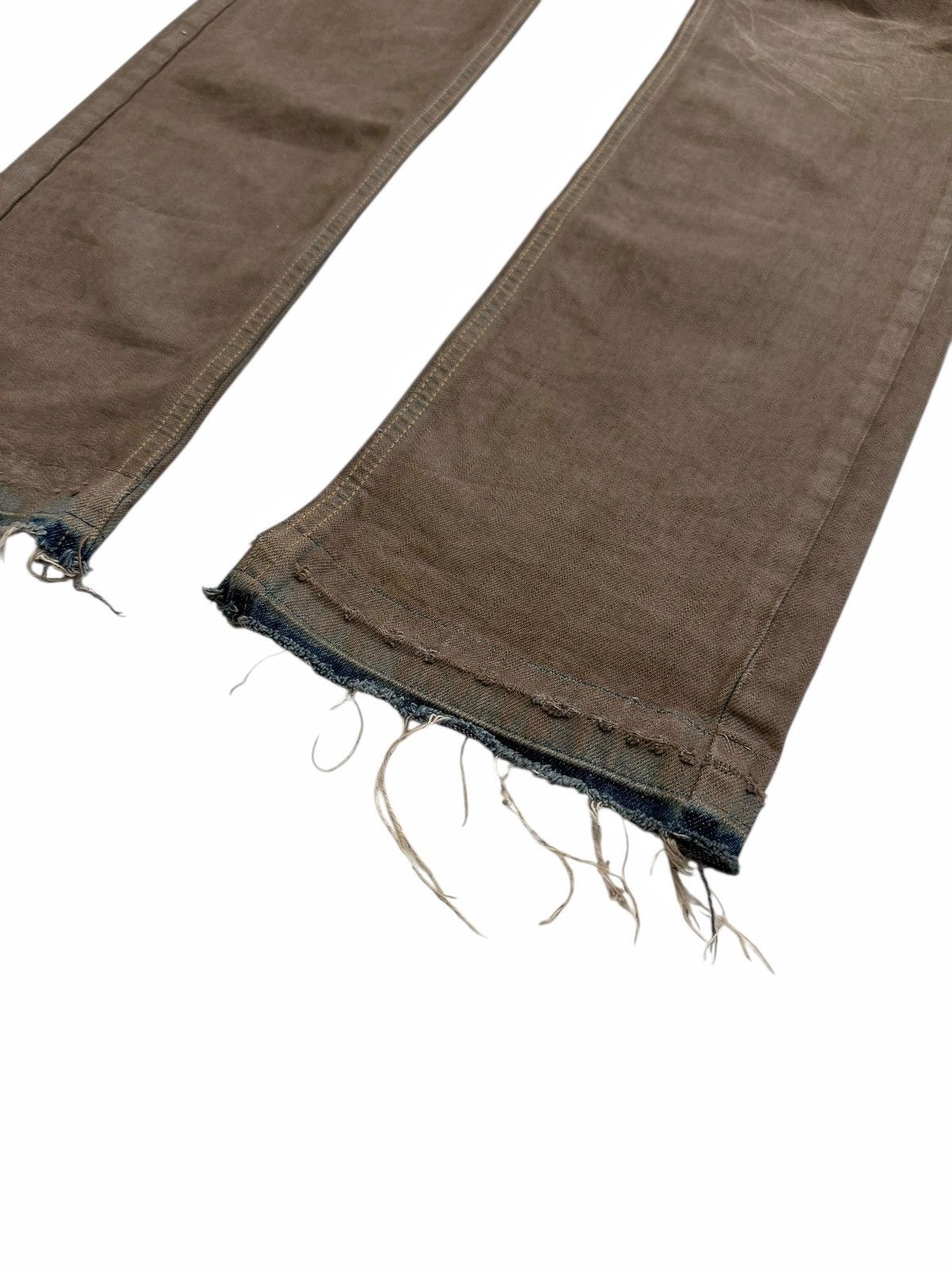 Rick Owens Dirt Brown Indigo Raw Hem Thrashed Denim Size US 32 / EU 48 - 3 Thumbnail