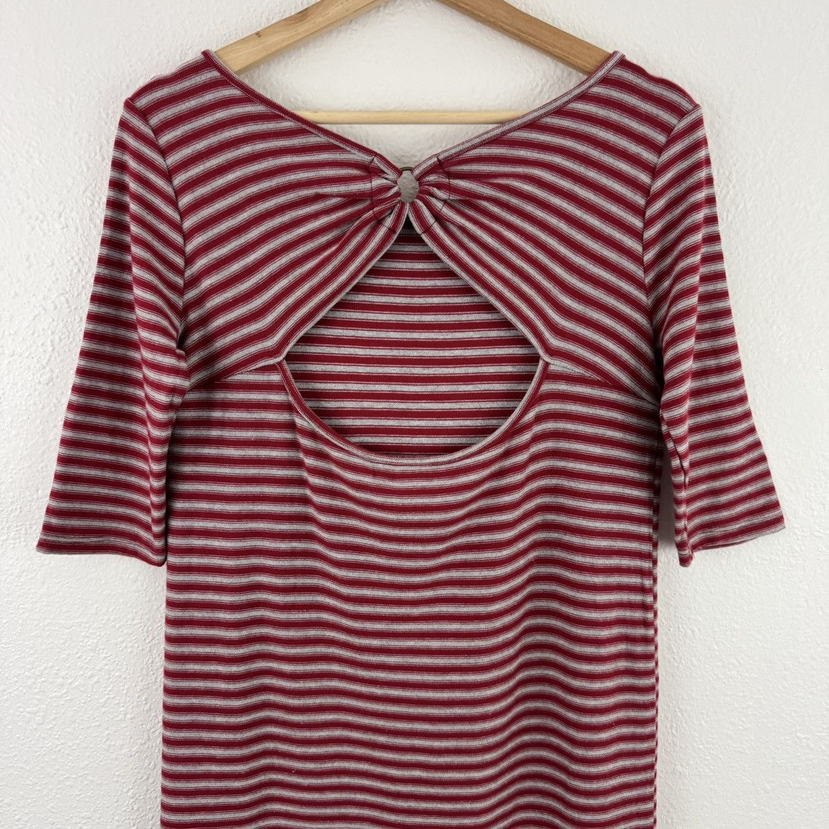 Free People FREE PEOPLE Red Grey Frenchie Striped Quarter Sleeve Dress Size XS / US 0-2 / IT 36-38 - 7 Thumbnail
