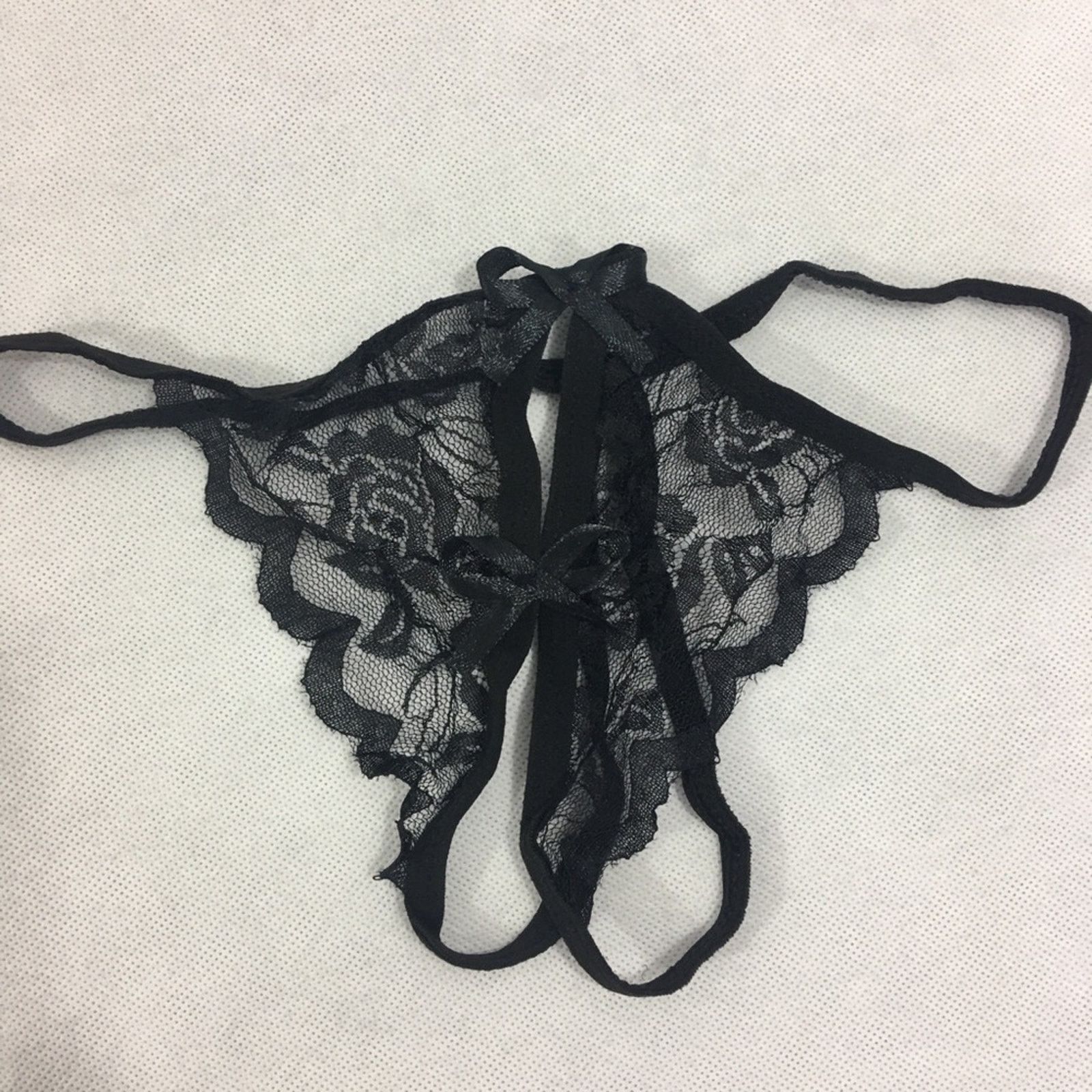 Other Lace Open Crotch G String Thong Black One Size Size ONE SIZE - 4 Thumbnail