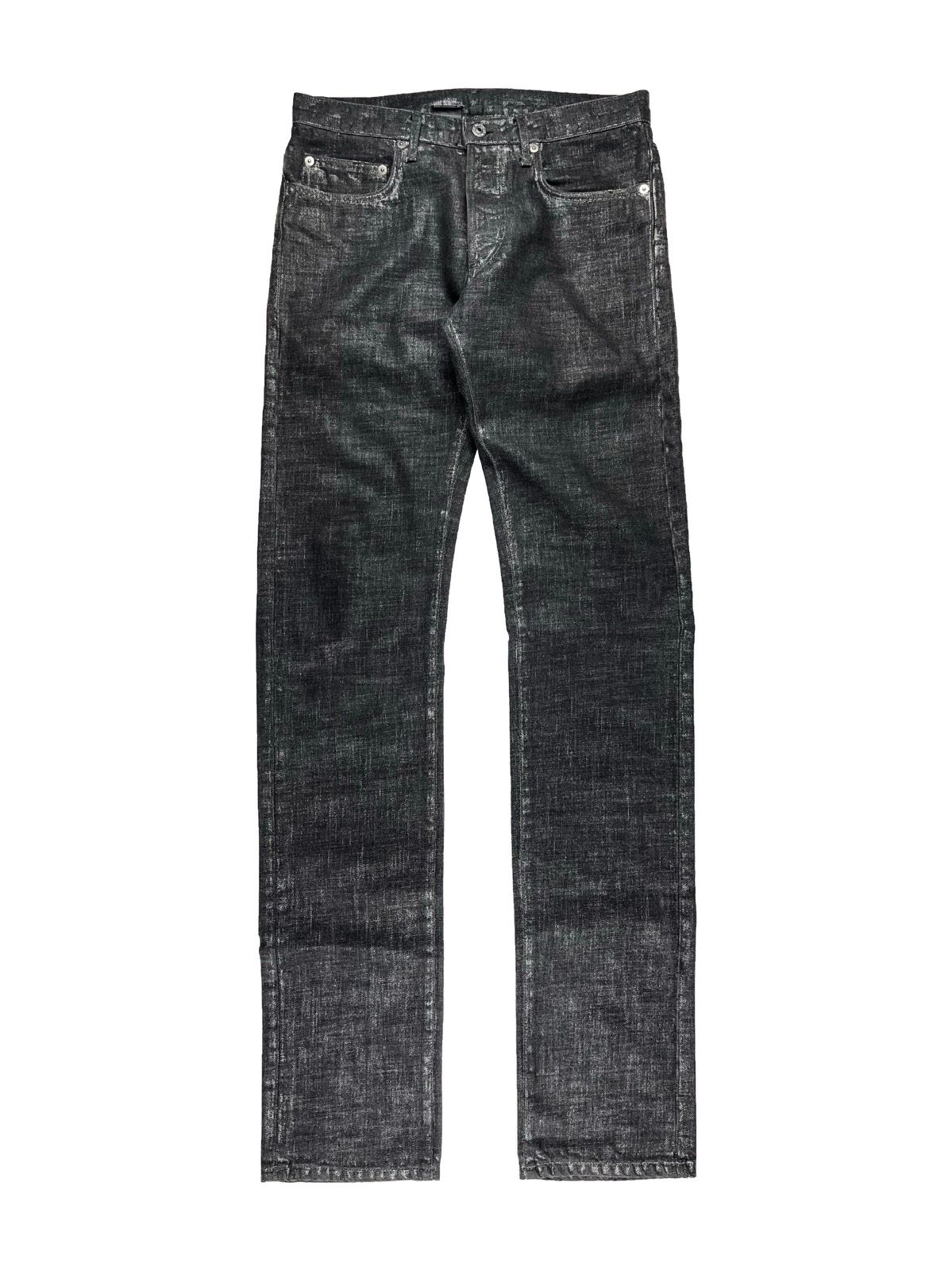 Pre-owned Dior Ss08  Homme Silver Waxed Grey Denim Jeans In Dark Gray