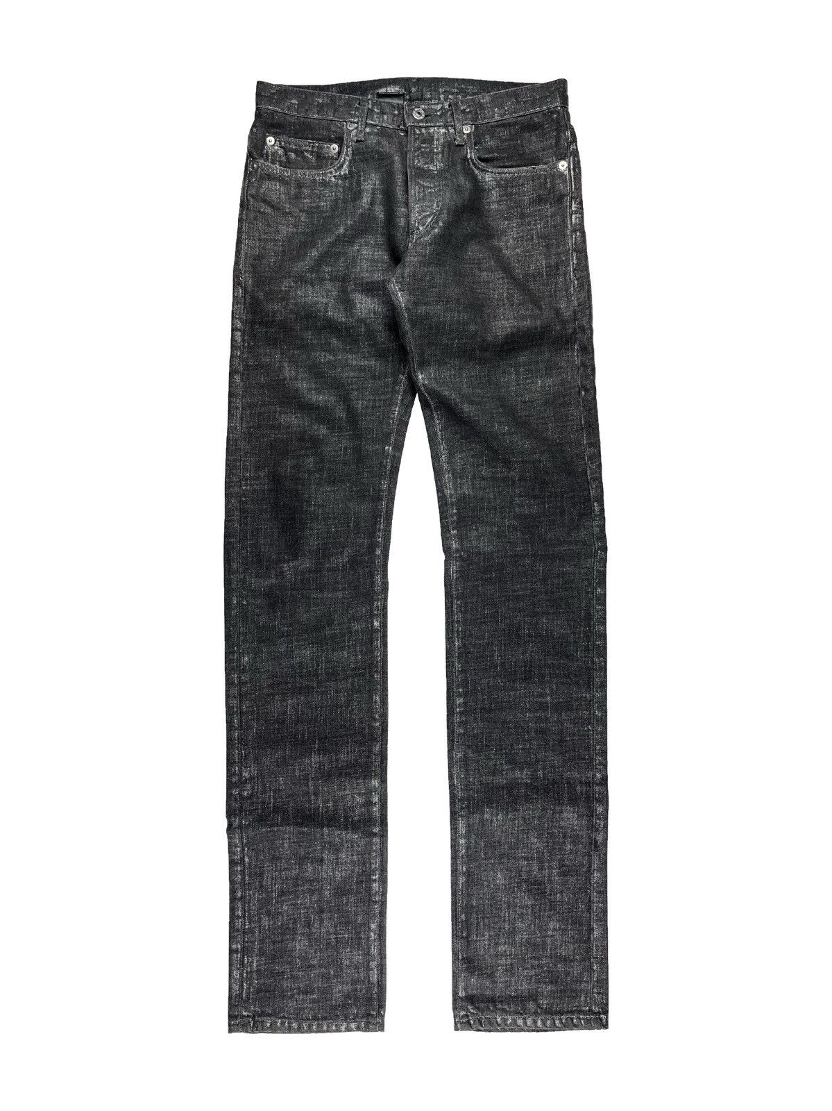 image of Ss08 Dior Homme Silver Waxed Grey Denim Jeans in Dark Gray, Men's (Size 29)