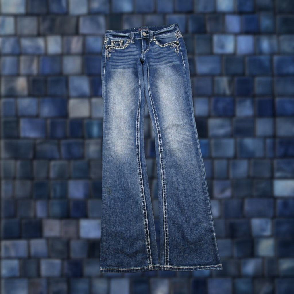 Vintage Shyanne Womens Bootcut Jeans Size 25 Long Read Blue Stretch Denim Cotton Spandex 5-Pocket Size 42" / US 20 - 1 Thumbnail