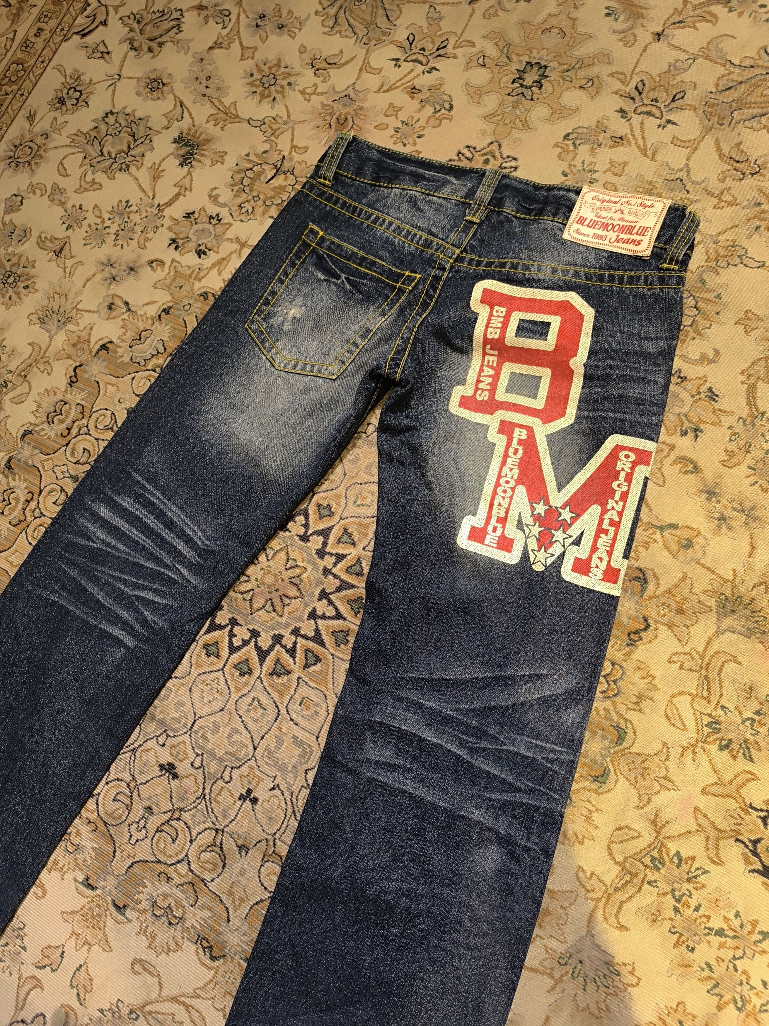 Japanese Brand BLUEMOONBLUE BIG SPELL OUT JEANS Size US 33 - 7 Thumbnail