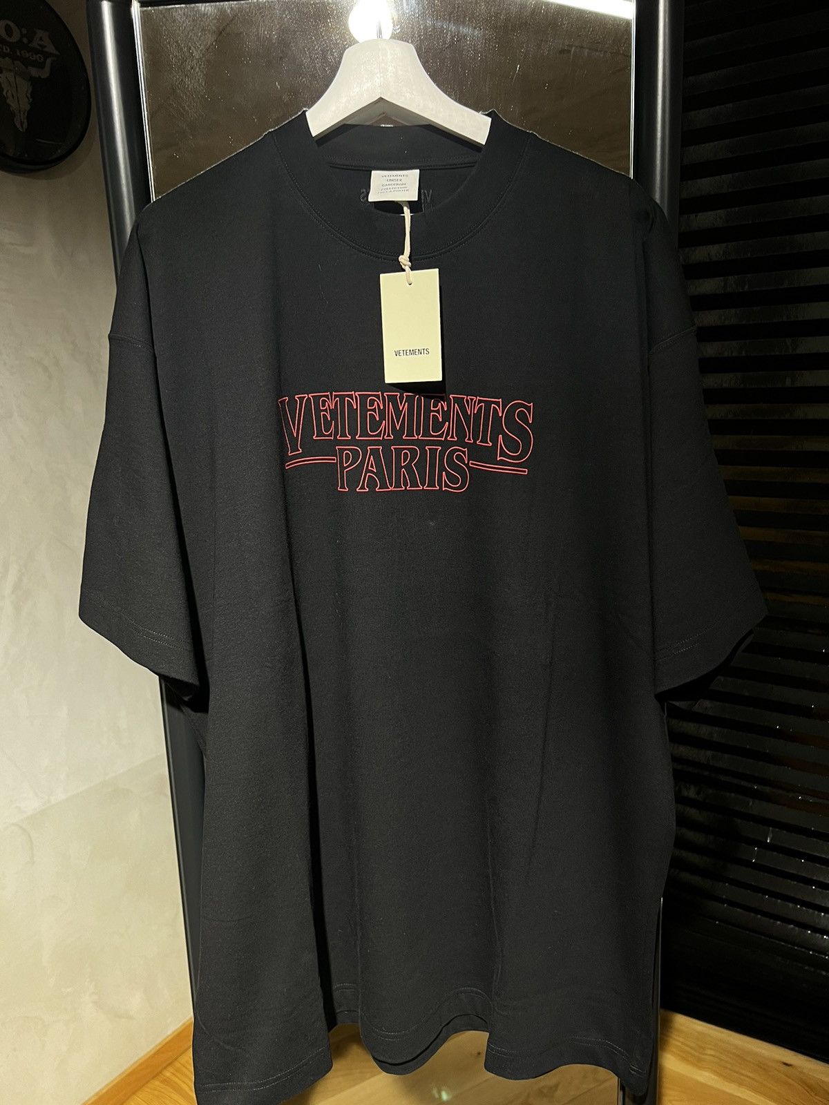 image of Vetements Black Oversize Tee, Men's (Size XS)