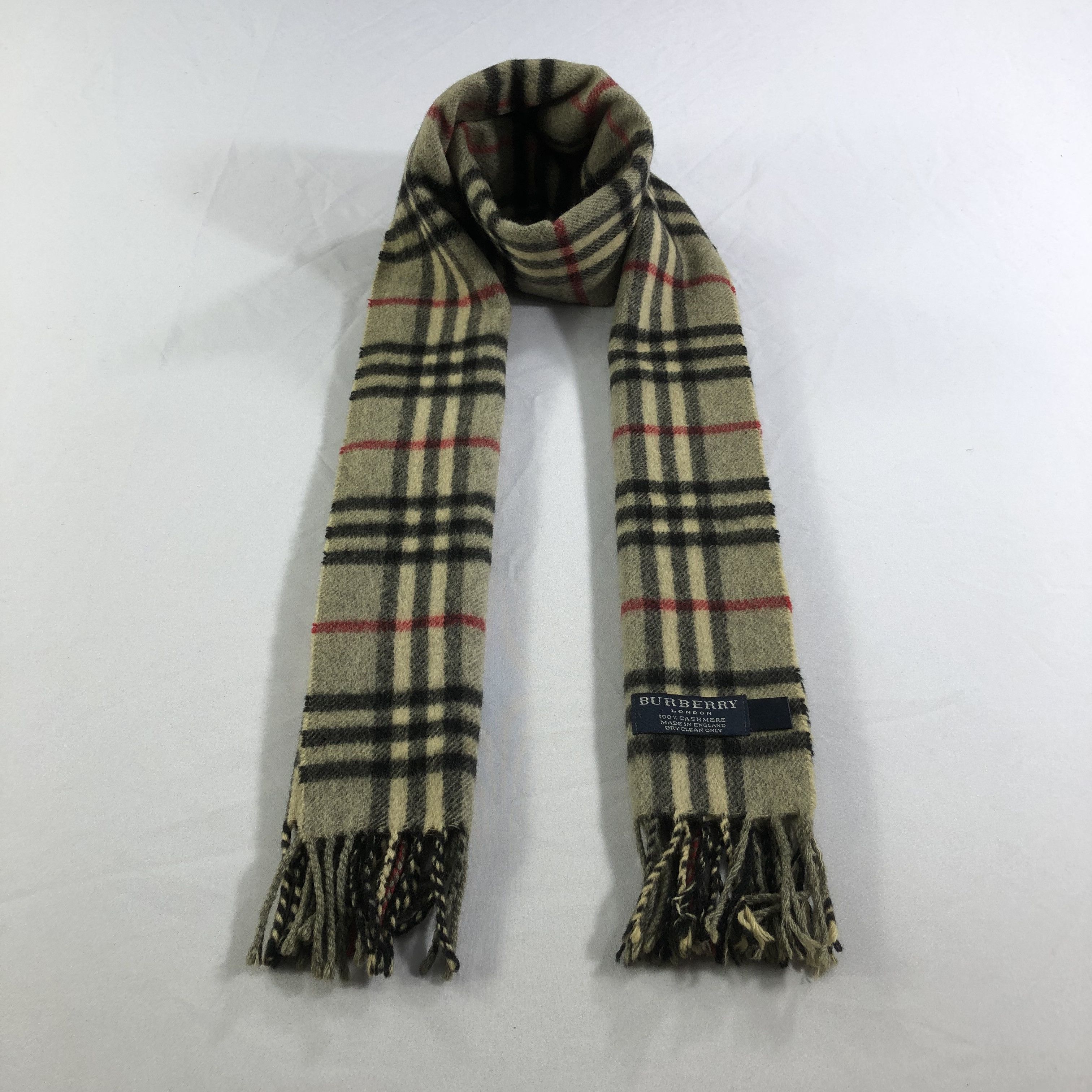 Burberry Grey Nova Check Cashmere Scarf Muffler V1448