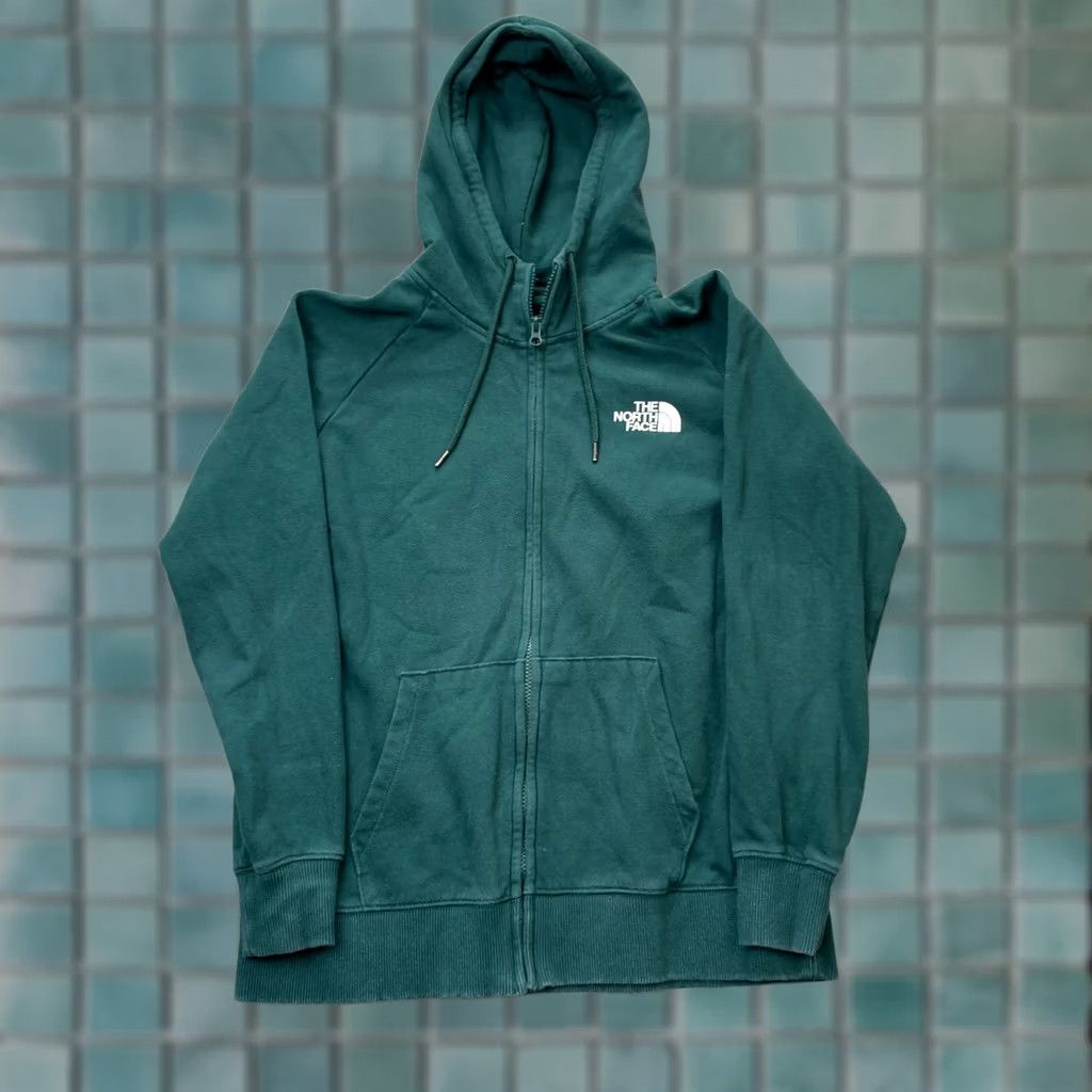 The North Face The North Face Hoodie Womens Large Green Spellout Logo Cotton Fleece Full Zip Hiking Size L / US 10 / IT 46 - 1 Thumbnail