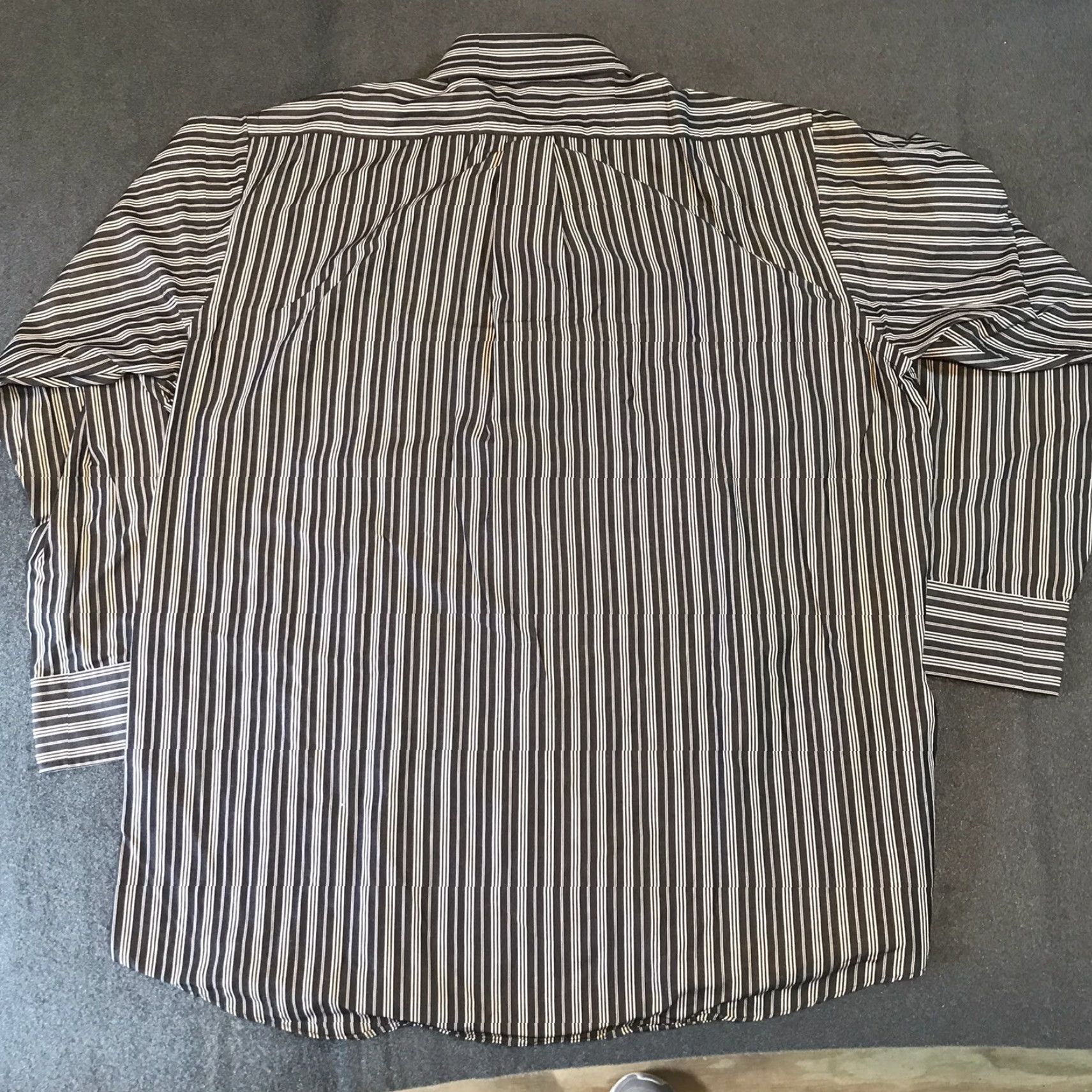 Chaps Chaps Men's Dress Shirt White Striped Button-Up Long Sleeve Size L Business Casual Formal Size 42R - 2 Thumbnail