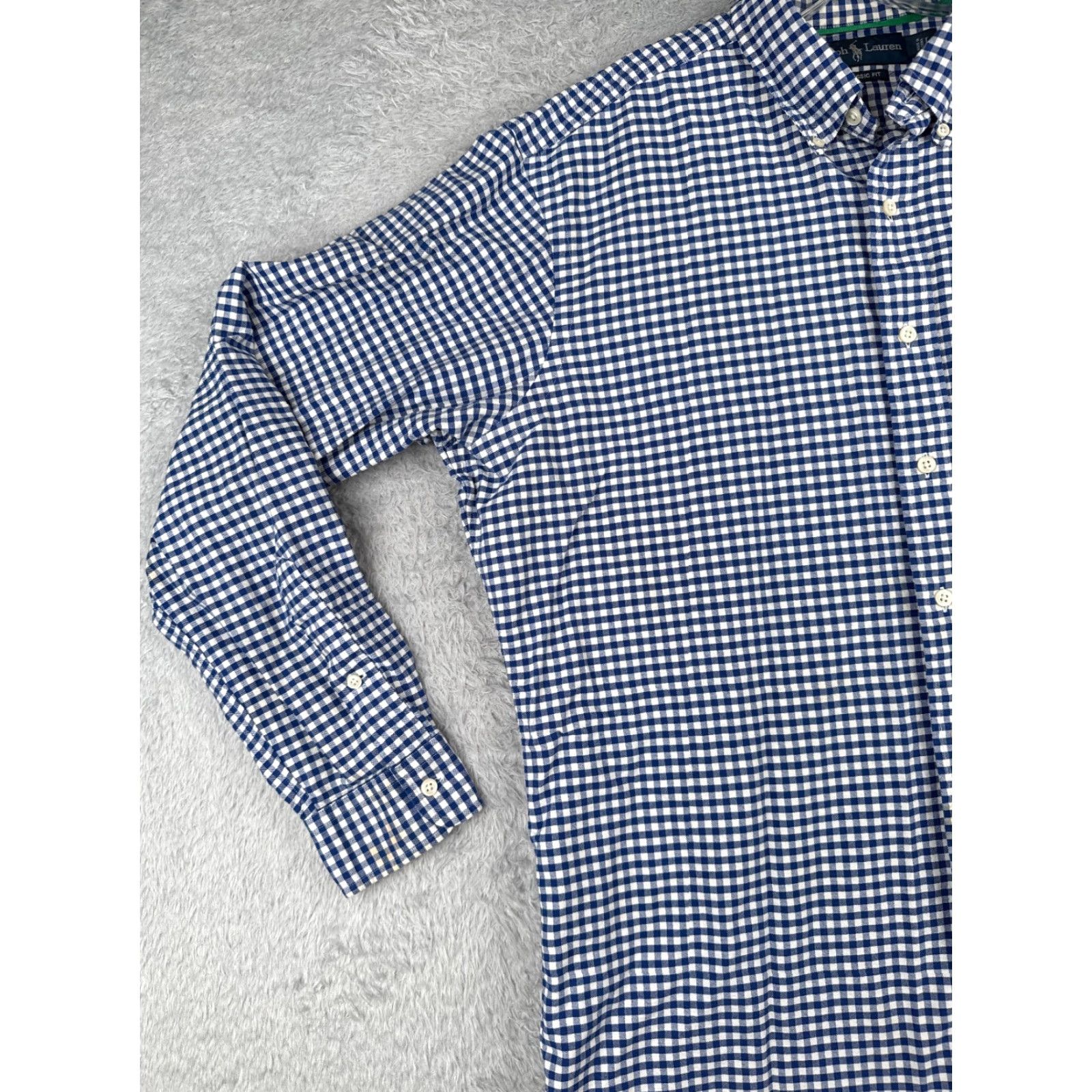 Polo Ralph Lauren VINTAGE Polo Ralph Lauren Shirt Men L Blue Plaid Button-Up Long Sleeve Cotton Regular Chest 44" All Seasons Mens Size US L / EU 52-54 / 3 - 3 Thumbnail