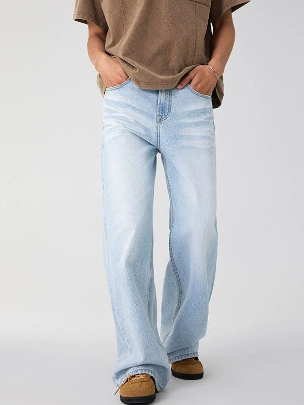 Jean Men's Retro Blue Straight Clean Fit Whiskered Jeans Size US 32 / EU 48 - 2 Thumbnail
