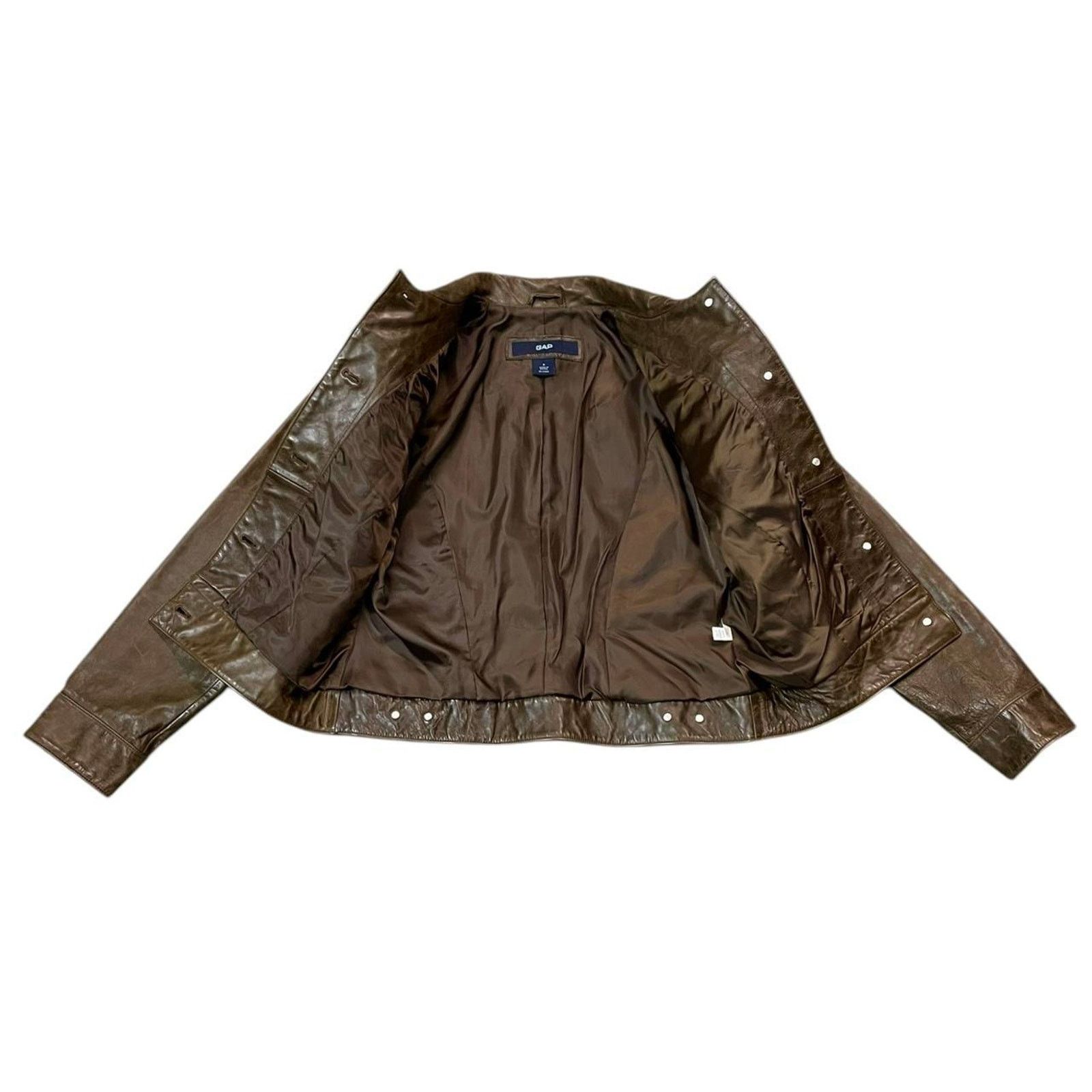 Gap VTG 2002 Y2K brown grunge indie boho Gap leather jacket S Size S / US 4 / IT 40 - 4 Thumbnail