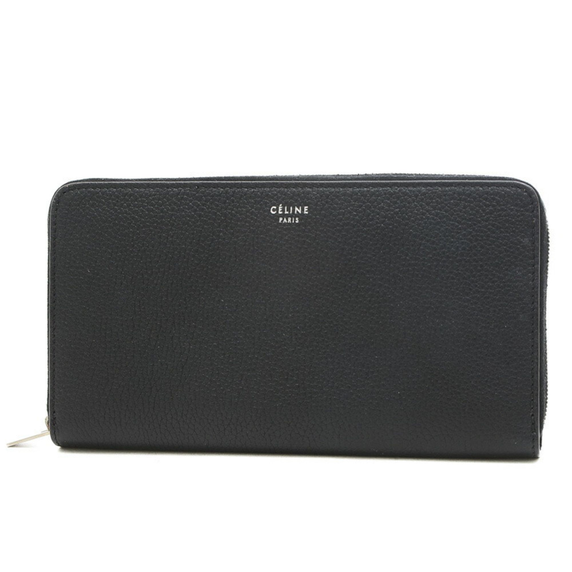 image of Celine Céline Zip Around Wallet in Black, Women's