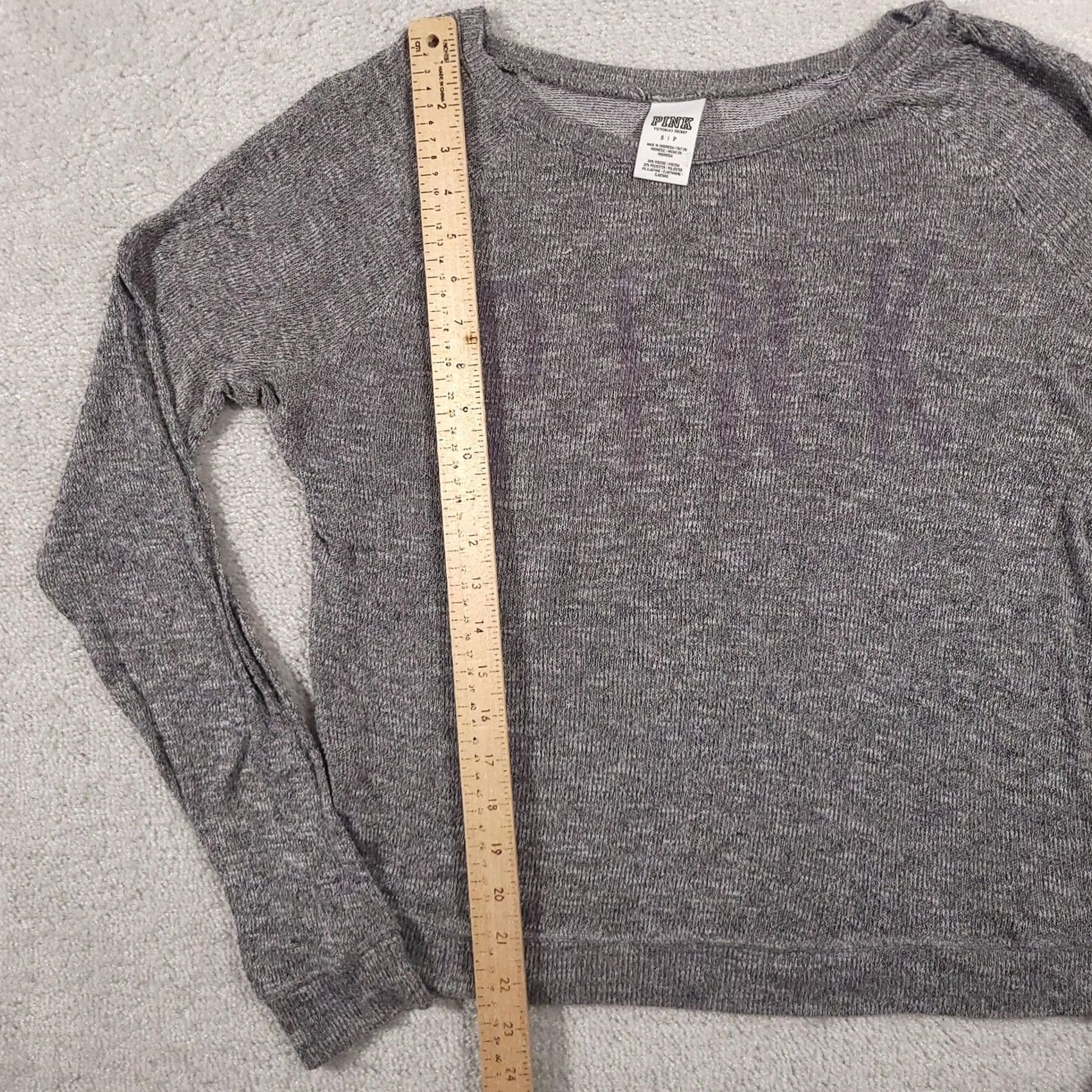 Pinko PINK Victoria's Secret Sweater Womens Small Long Sleeve Lightweight Pullover Gray Raglan Grip Logo Crew Neck Size S / US 4 / IT 40 - 6 Thumbnail