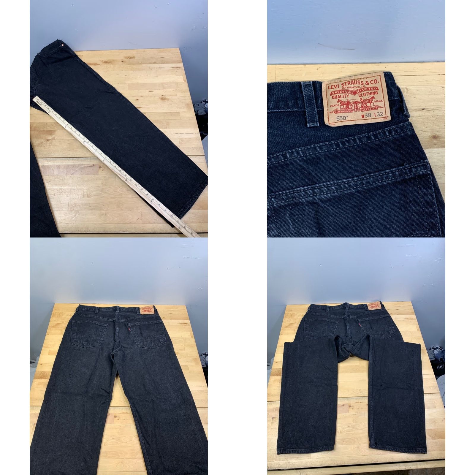 Levi's Levi's 550 Relaxed Fit Denim Jeans Mens 38x32 Black 5-Pocket Design Straight Casual Vintage No N/A Size US 38 / EU 54 - 8 Thumbnail