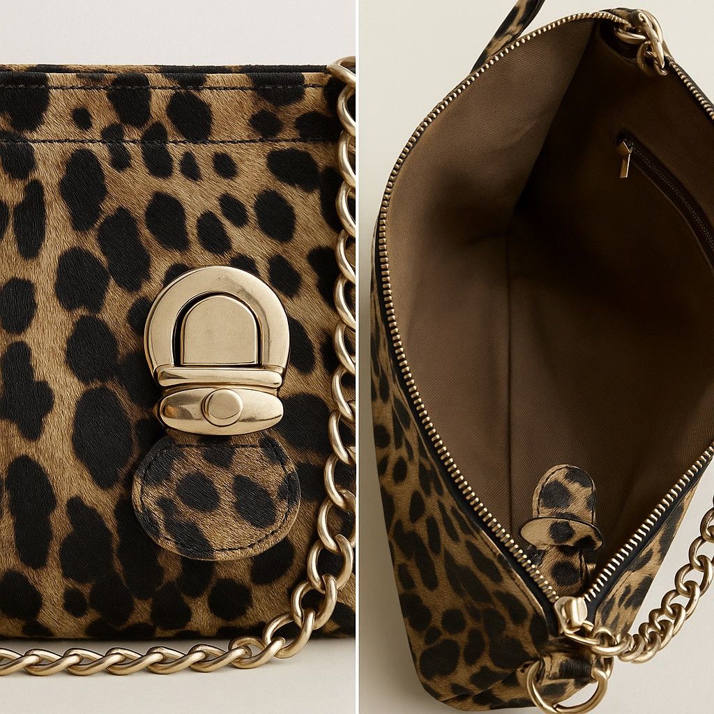 Other Vintage Leopard Print Clutch with Gold Chain Strap Size ONE SIZE - 1 Thumbnail