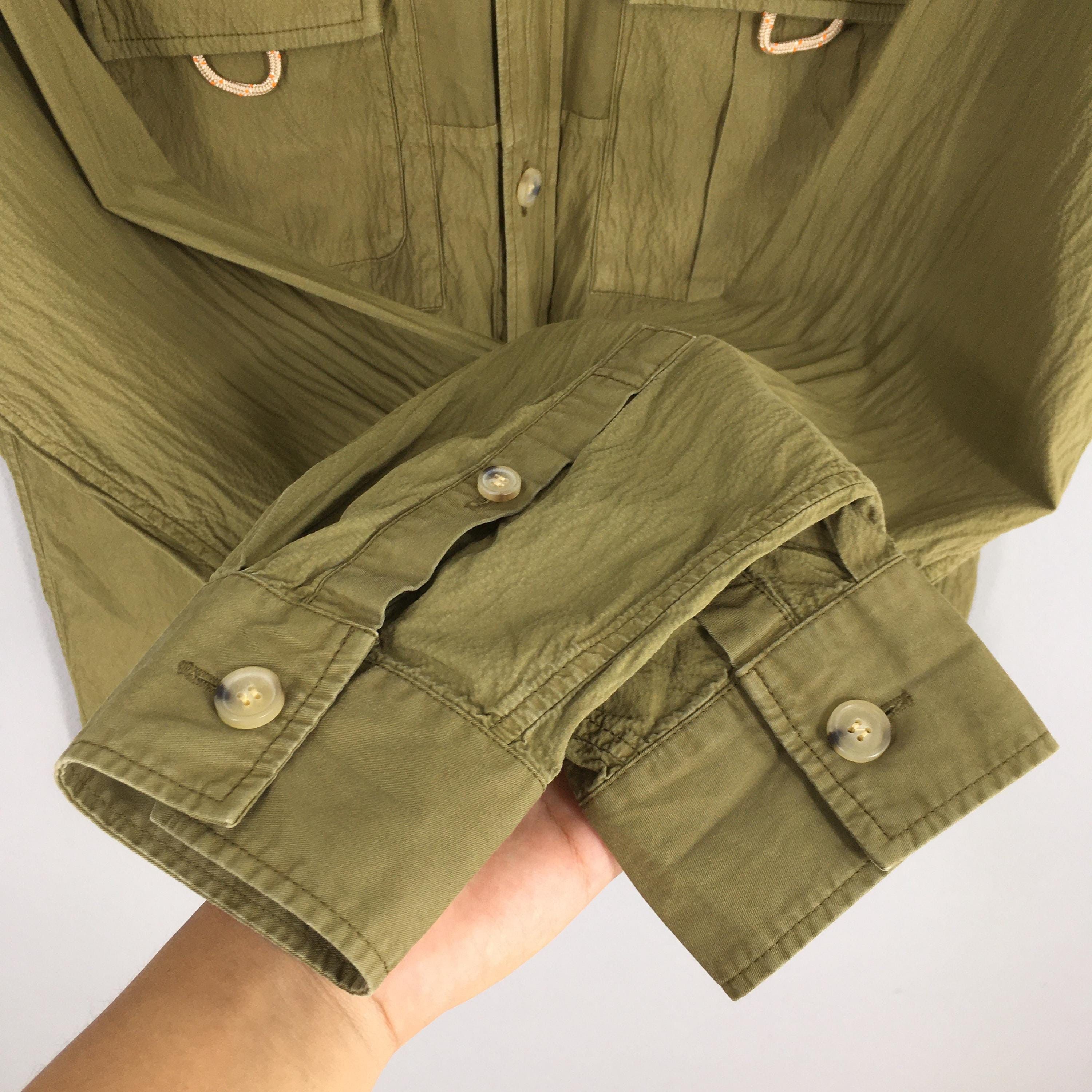 Acne Studios × Flannel Acne Studios Olive Green Pleated Shirt Medium Size US M / EU 48-50 / 2 - 4 Thumbnail