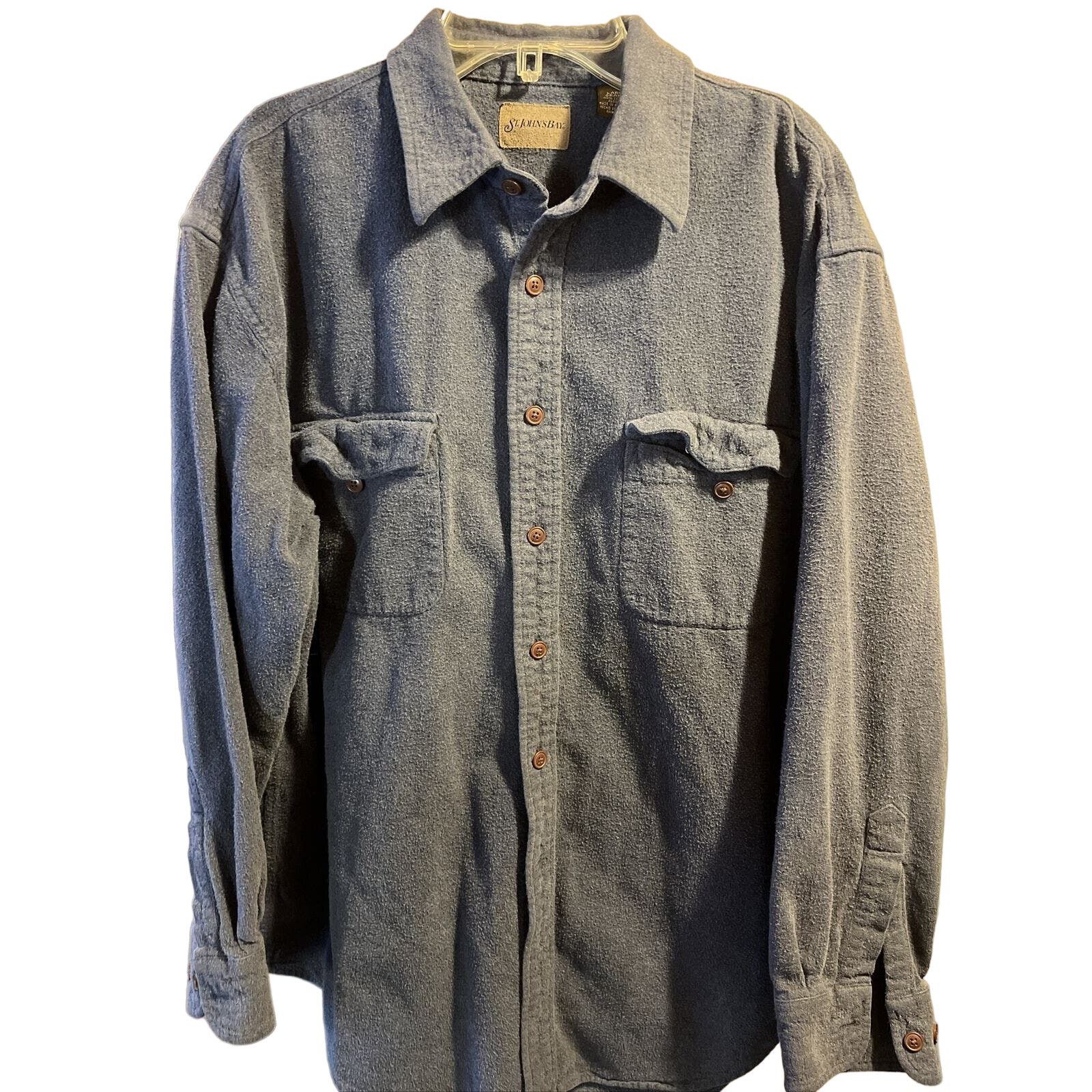 St. Johns Bay St. John’s Bay Men’s L Navy Blue Button Chamois Cotton Shirt Size US L / EU 52-54 / 3 - 1 Thumbnail