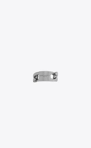 Saint Laurent Paris o1b1hav111124 Size: OS / Chain ID Plaque Ring in Silver Size ONE SIZE - 4 Thumbnail