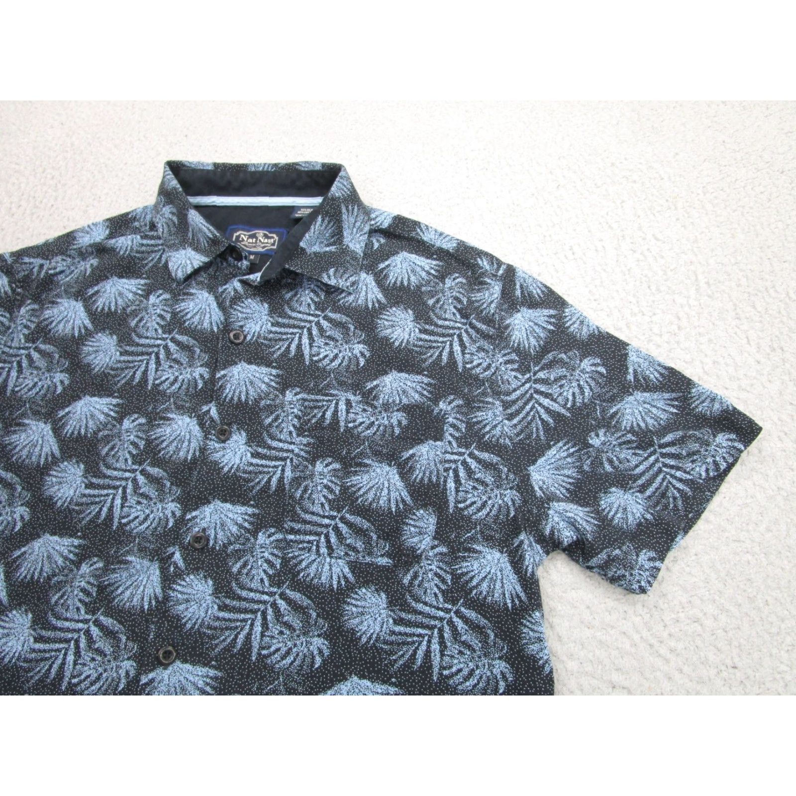 Nat Nast Nat Nast Shirt Mens M Blue Floral Short Sleeve Button Front Collared Cotton Silk Hawaiian Aloha Casual Tropical Size US M / EU 48-50 / 2 - 2 Thumbnail