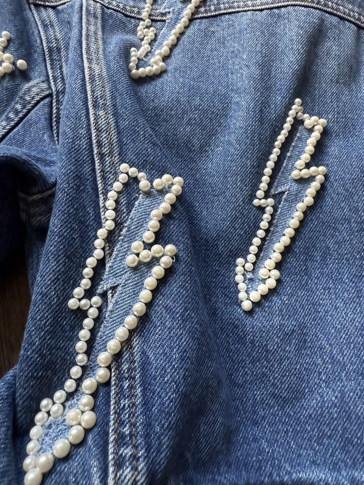 Sandro Vintage Sandro Paris Lightning Bolt Denim Jacket Size S / US 4 / IT 40 - 8 Thumbnail