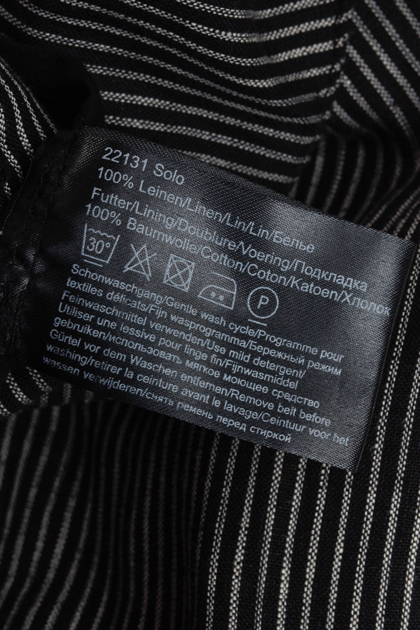 Annette Gortz Annette Gortz Solo Black Pinstripe-Linen Wide-Leg Pants Size 35" - 11 Thumbnail