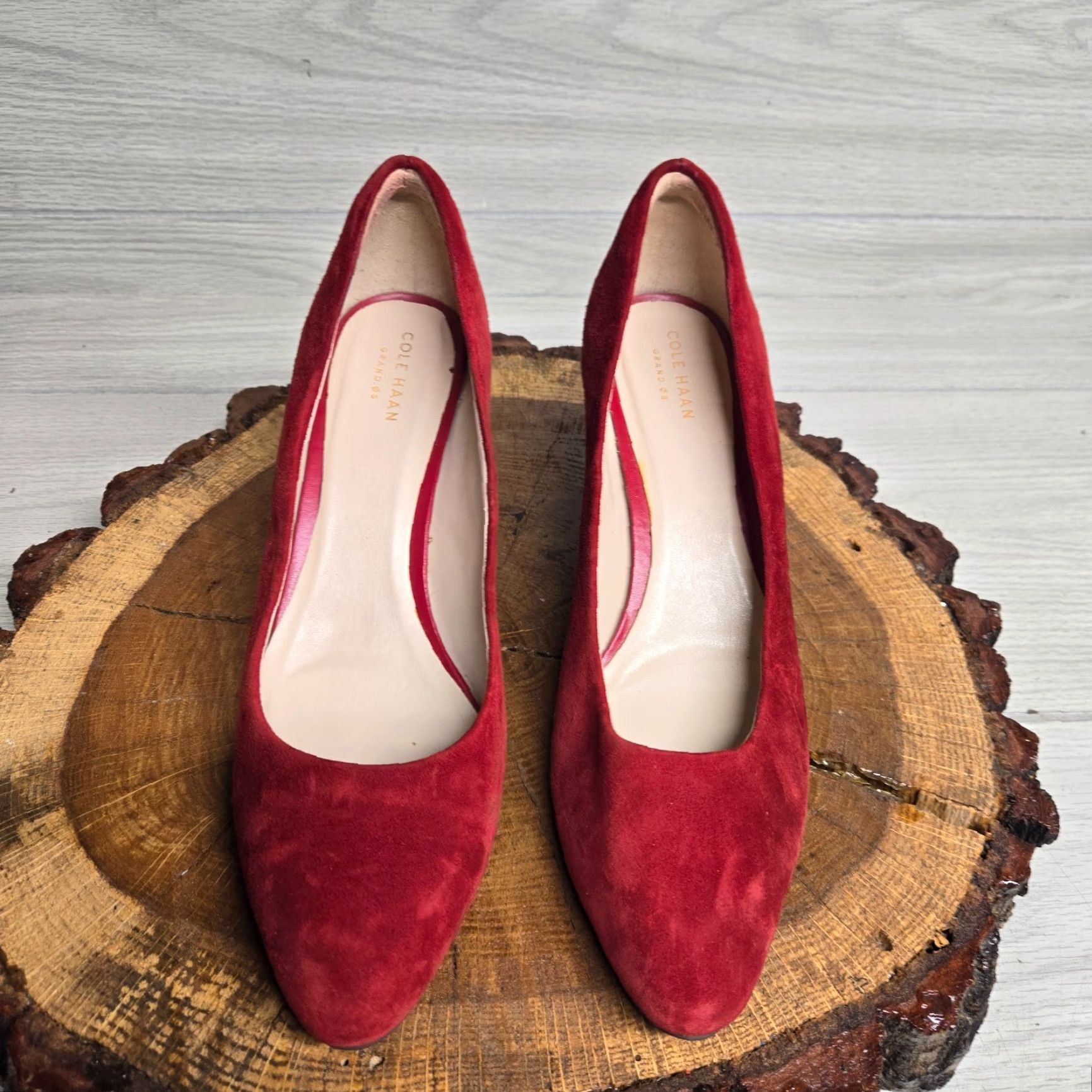 Cole Haan Cole Haan Pumps Women's Burgundy Suede Leather Round Toe Adult 10B Shoes Casual Leather Lining Women 10 Burgundy Suede Leather Pumps Size US 10 / IT 40 - 3 Thumbnail