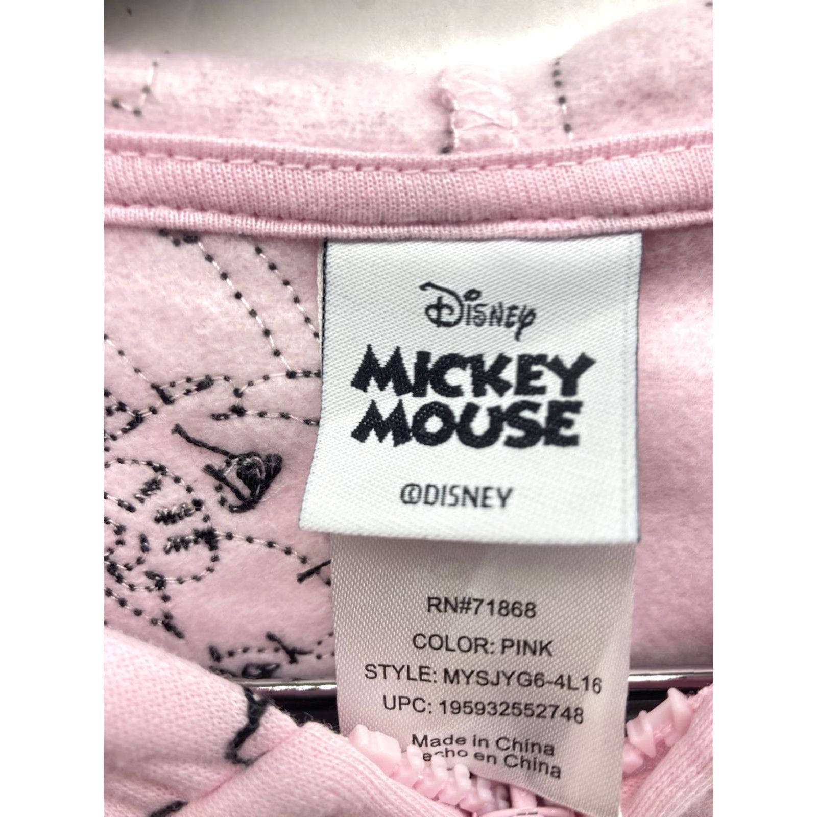 Disney Disney Mickey Mouse Hoodie Sweatshirt Women Size XL Pink AOP Full Zip Fleece NWT Size XL / US 12-14 / IT 48-50 - 7 Thumbnail