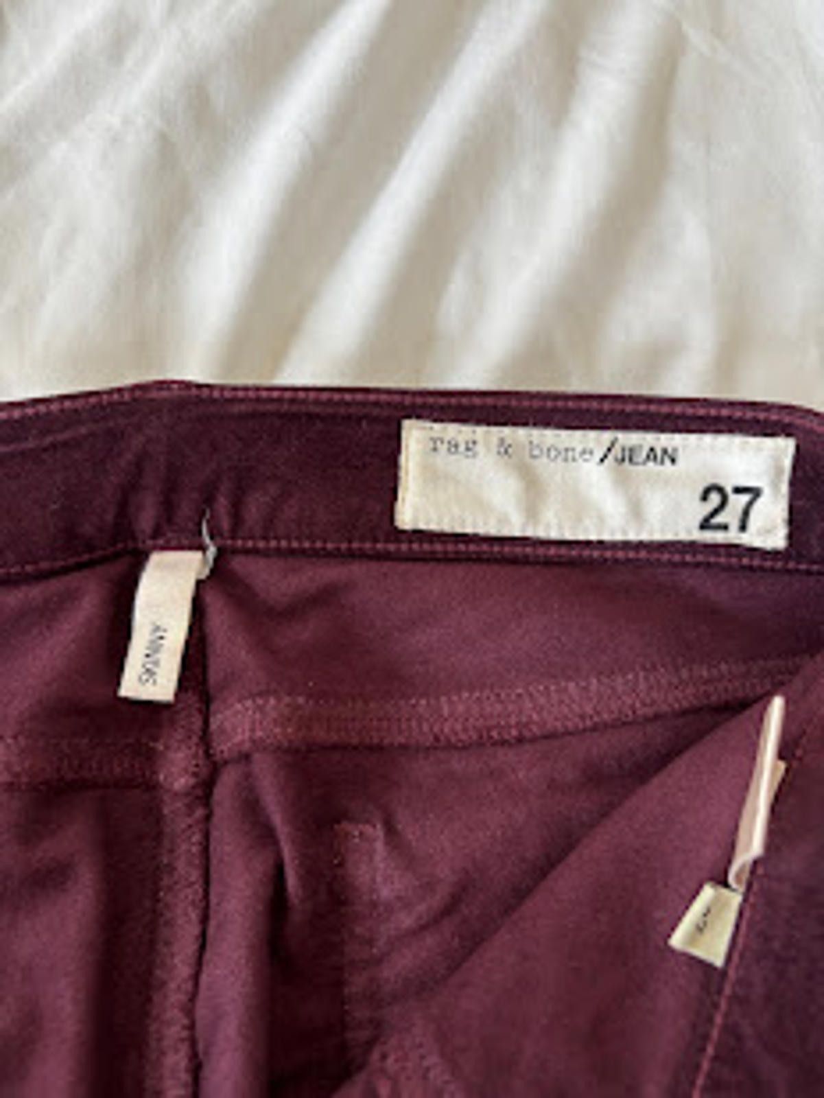 Rag & Bone Rag & Bone High Rise Skinny Velvet Size 27 Burgundy NWOT Size 27" / US 4 / IT 40 - 4 Thumbnail