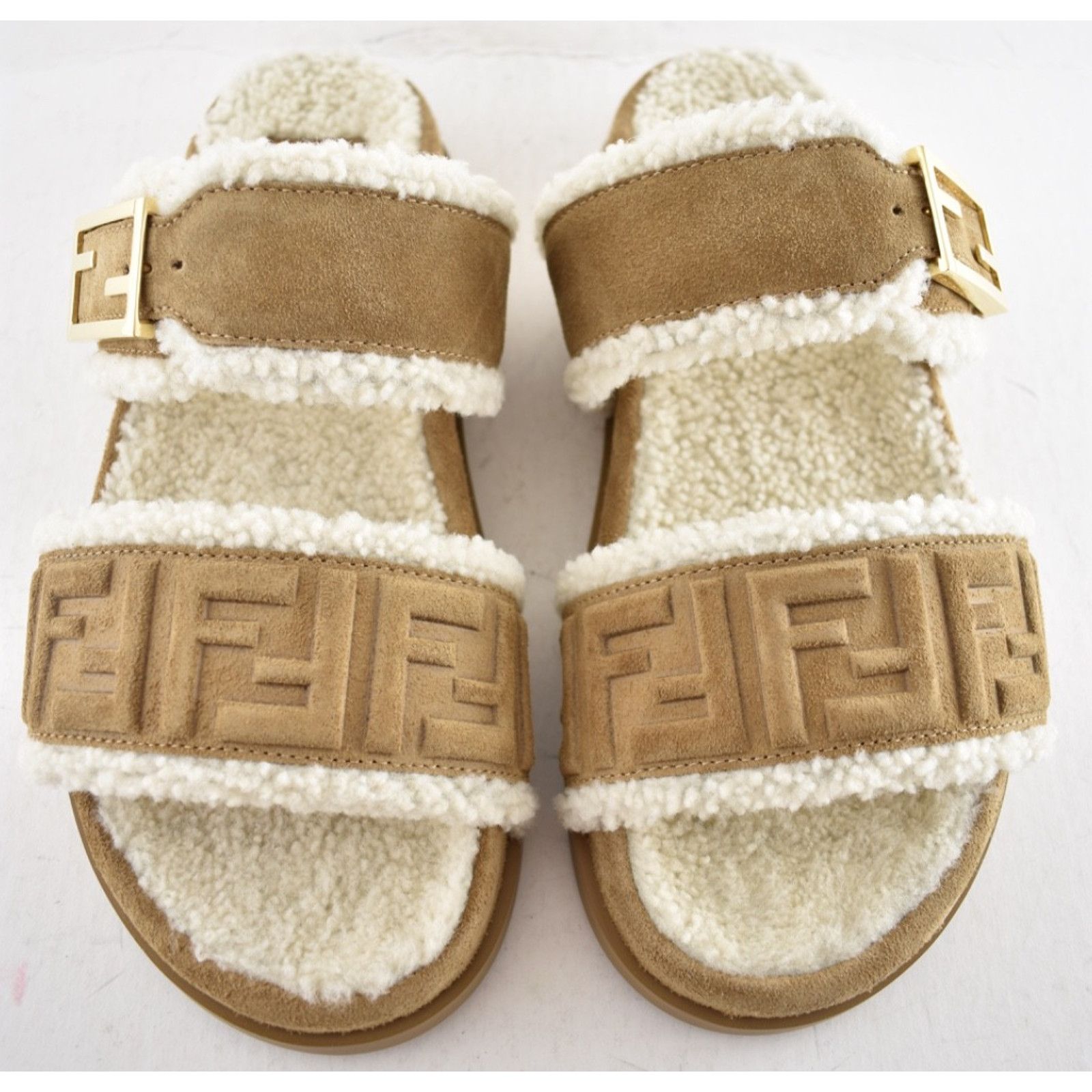 Fendi Fendi Feel Slide Shearling Fur Bronze Monogram Sandal 37 Size US 7 / IT 37 - 13 Thumbnail