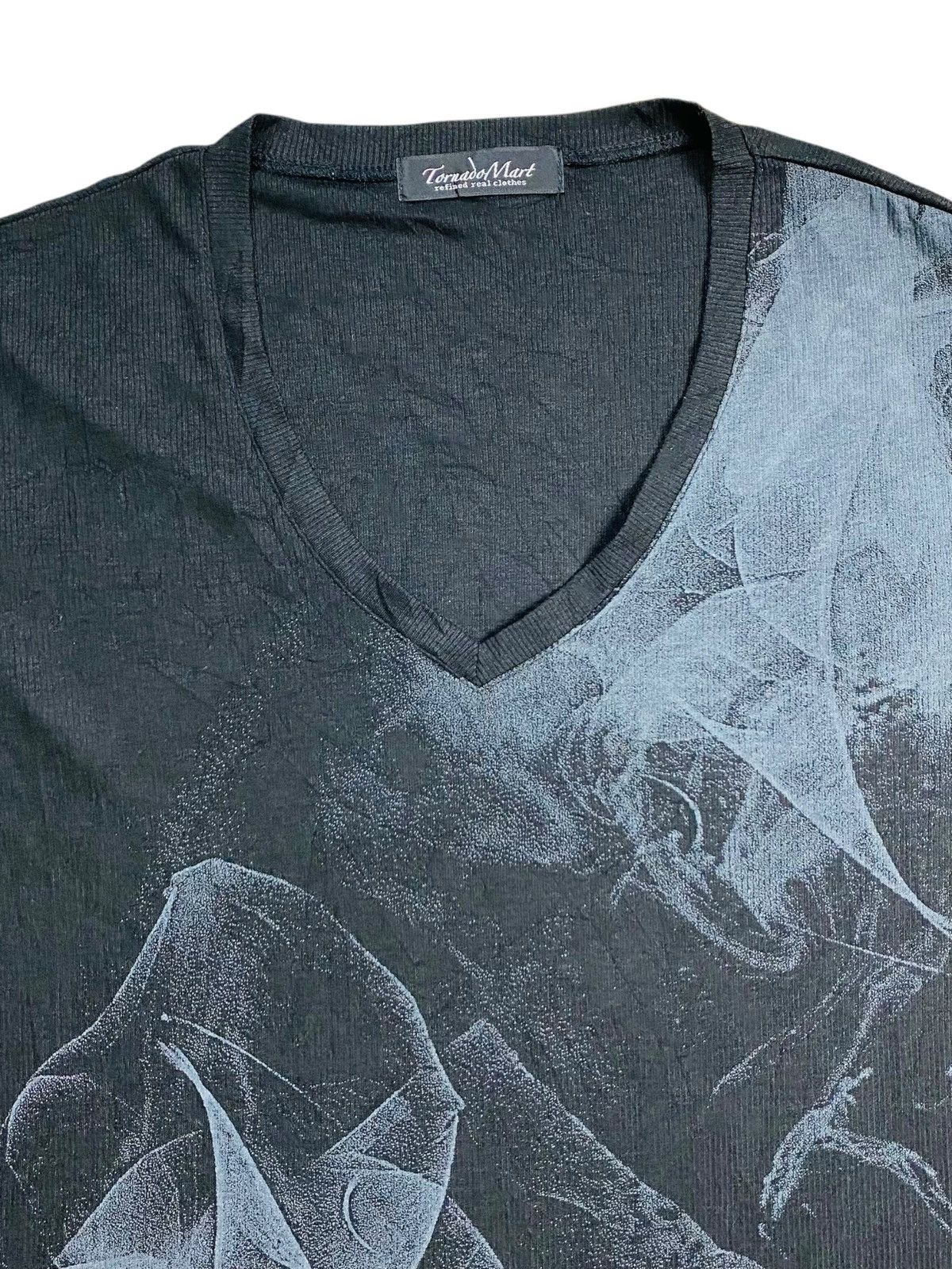Tornado Mart 2000s Tornado Mart - Vkei Style Vneck Smoke Tee Size US M / EU 48-50 / 2 - 3 Thumbnail