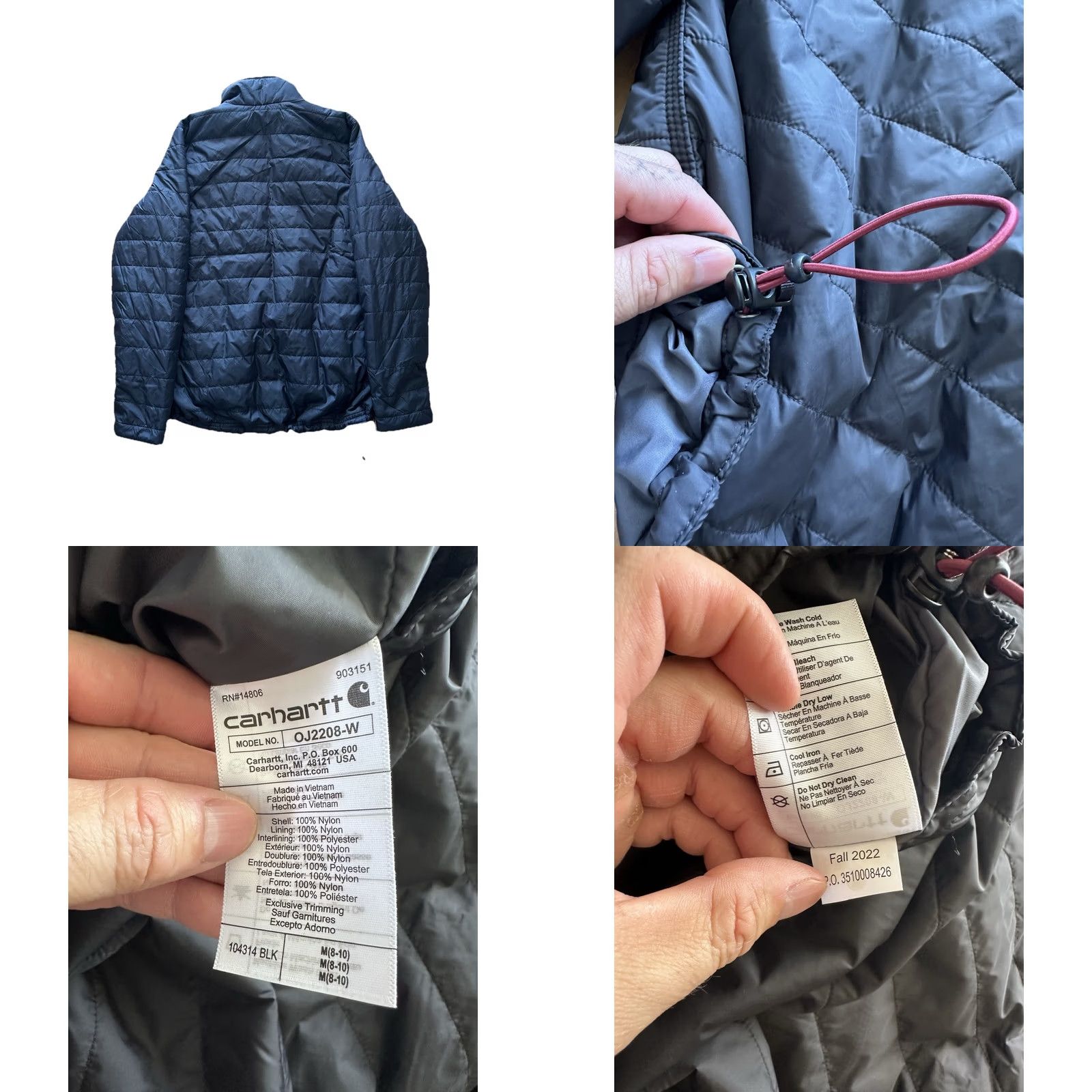 Carhartt Carhartt Jacket Womens M Black Quilted Insulated Full Zip Puffer Workwear NWOT Size M / US 6-8 / IT 42-44 - 8 Thumbnail