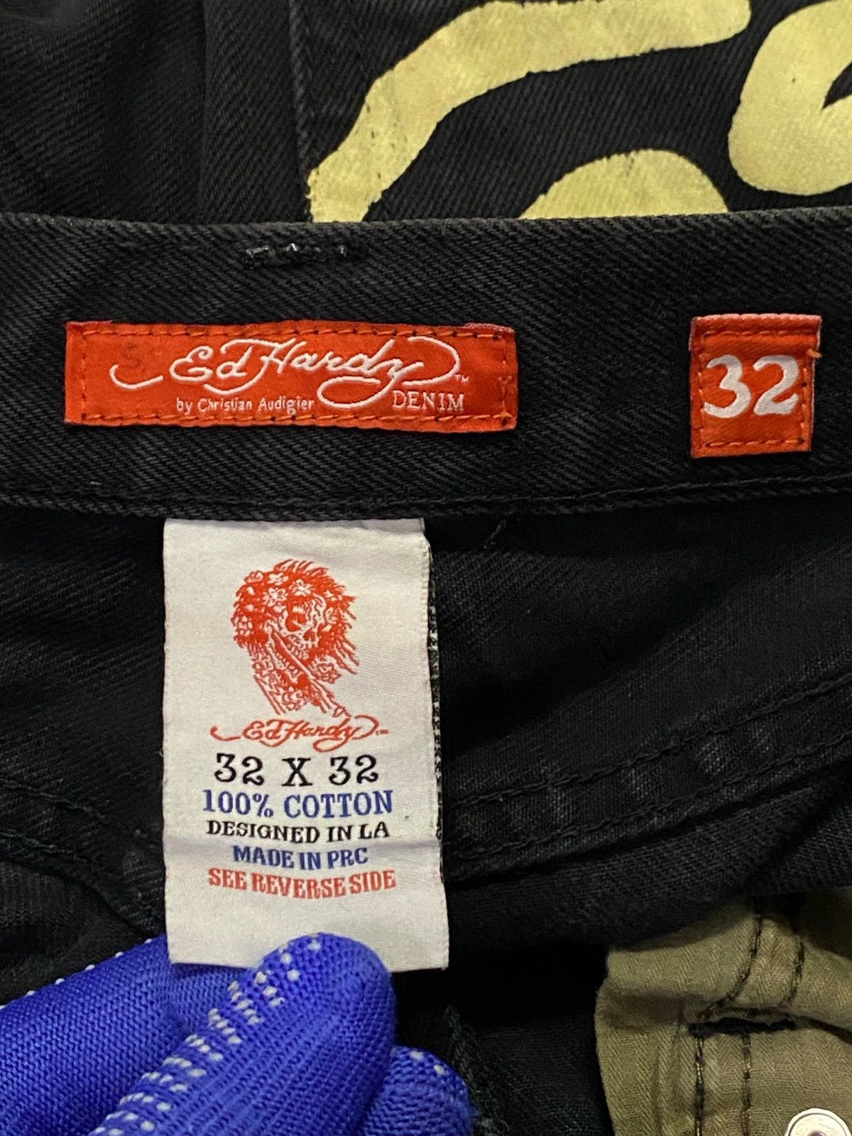 Christian Audigier × Ed Hardy Ed Hardy By Christian Audigier 2010 Embroidered Denim Pants Size US 32 / EU 48 - 11 Thumbnail