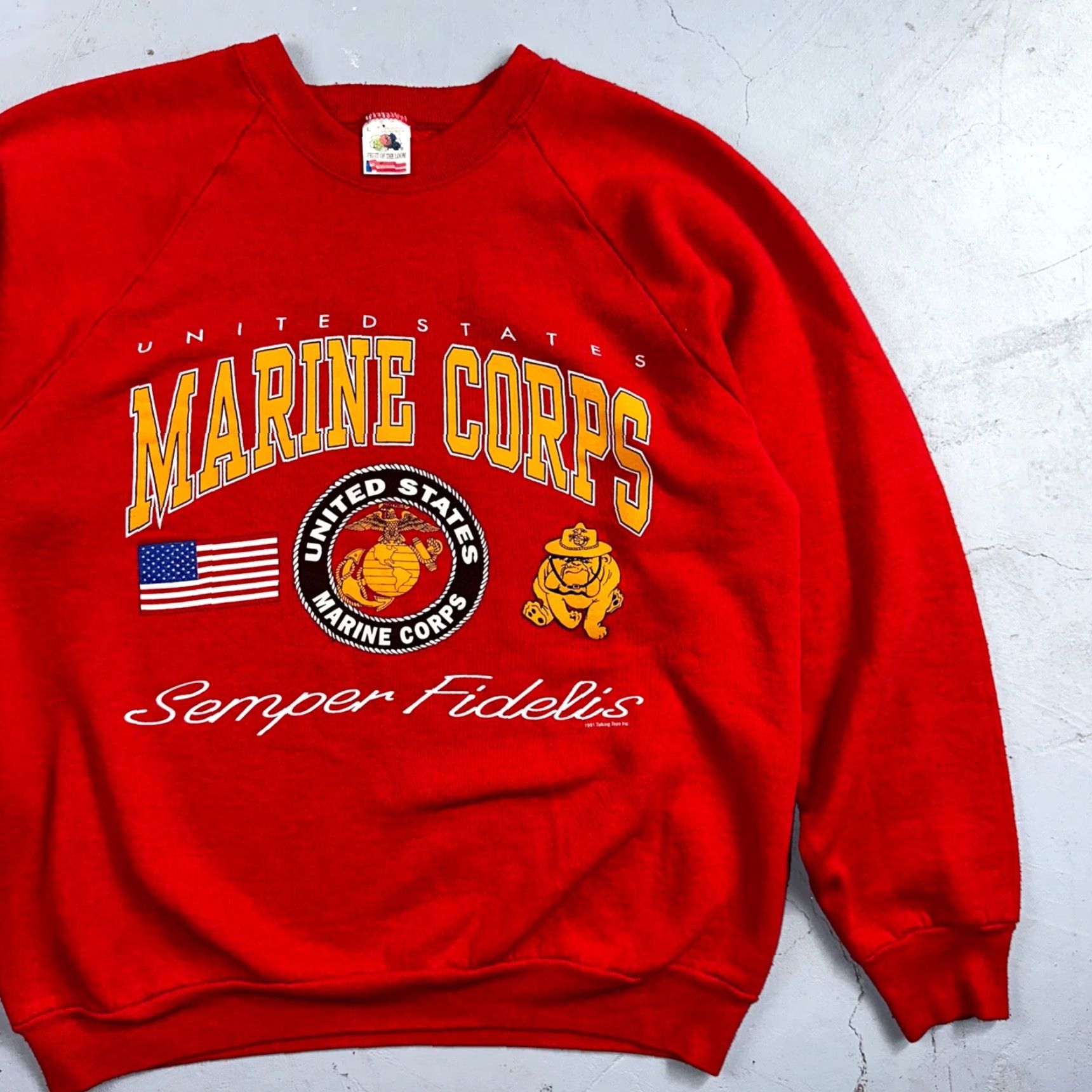 Fruit Of The Loom VINTAGE USMC Sweatshirt Red 90s Semper Fidelis FOTL Crewneck Pullover Mens L Size US L / EU 52-54 / 3 - 2 Thumbnail