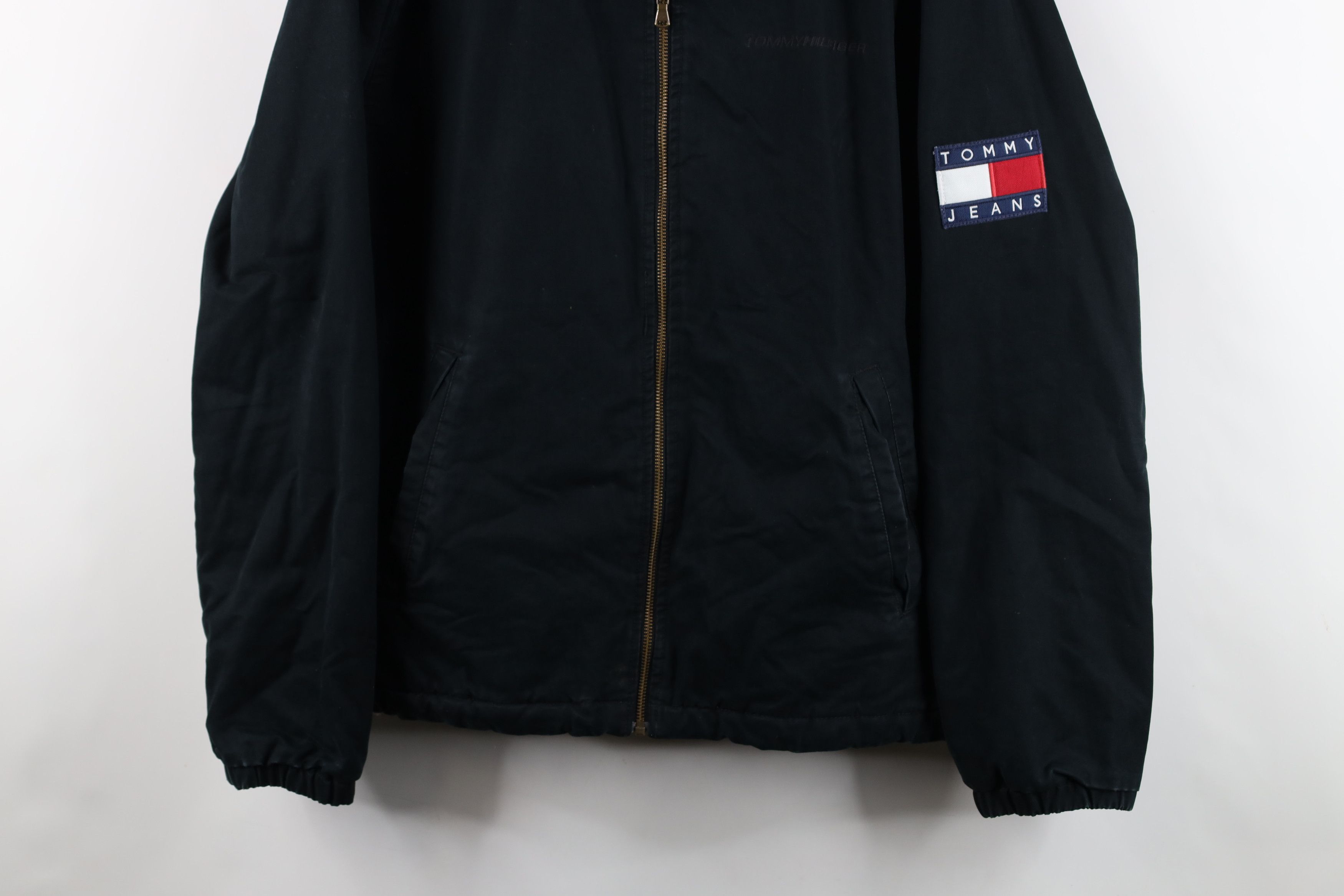 Tommy Hilfiger × Vintage Vintage Tommy Hilfiger Fleece Lined Canvas Jacket Black Size US L / EU 52-54 / 3 - 3 Thumbnail