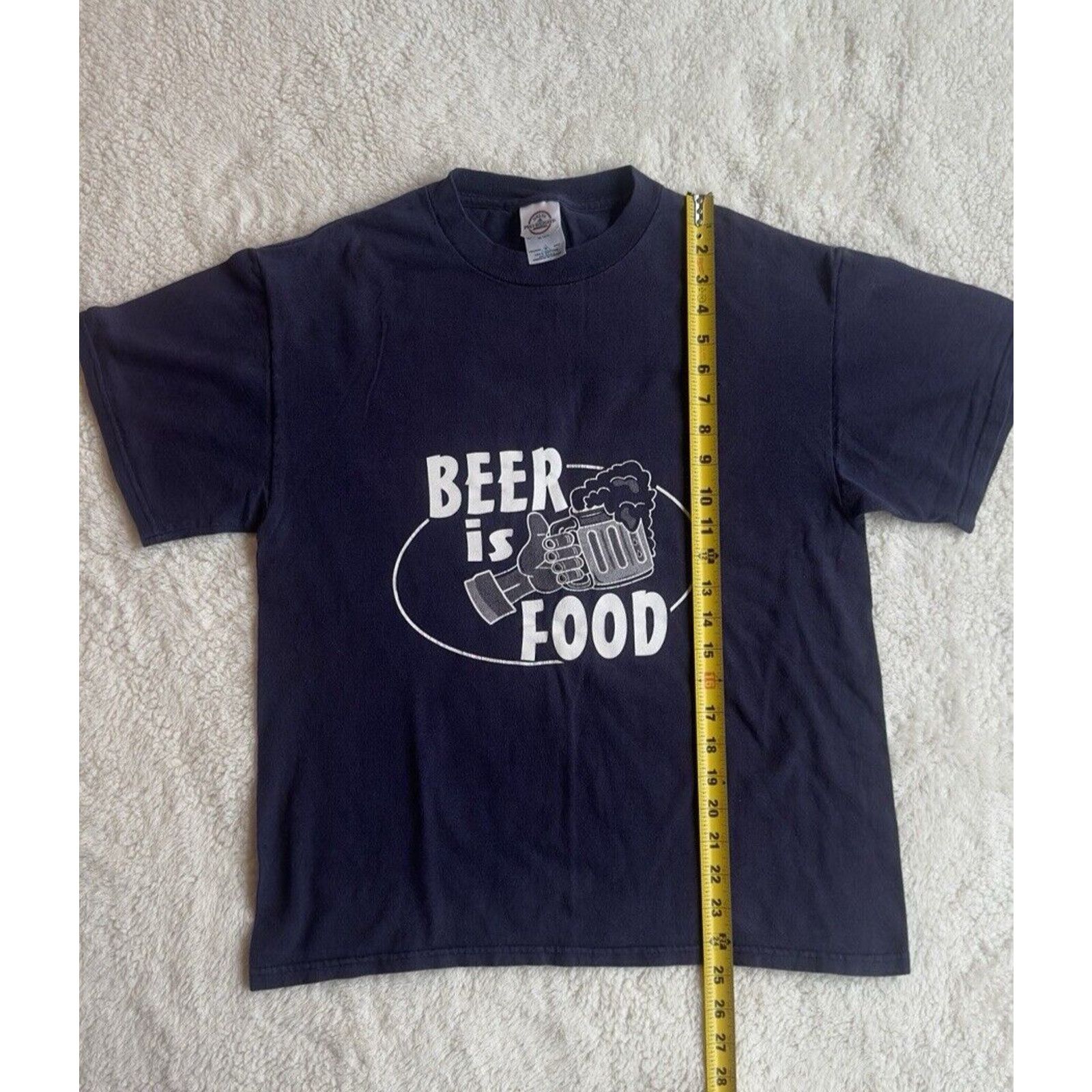 Delta Vtg Y2K Beer is Food Navy Graphic Shirt Delta Mens Sz M Size US M / EU 48-50 / 2 - 8 Thumbnail