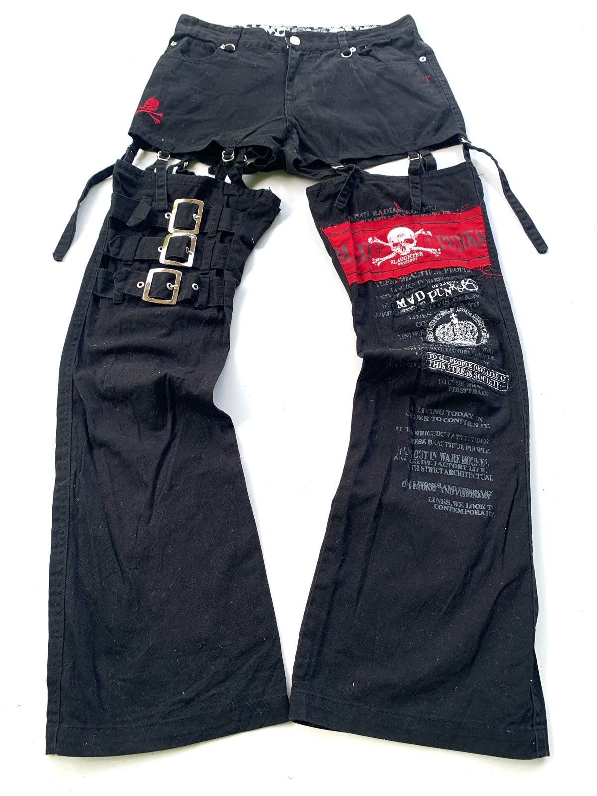 image of If Six Was Nine x Le Grande Bleu L G B 2000S Mad Punks Bondage Lace Up Pants in Black (Size 28)
