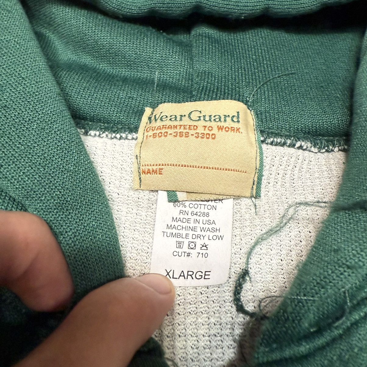 Vintage Vintage Wear Guard Green Waffle Insulated Thermal Zip Hoodie Size US XL / EU 56 / 4 - 9 Thumbnail