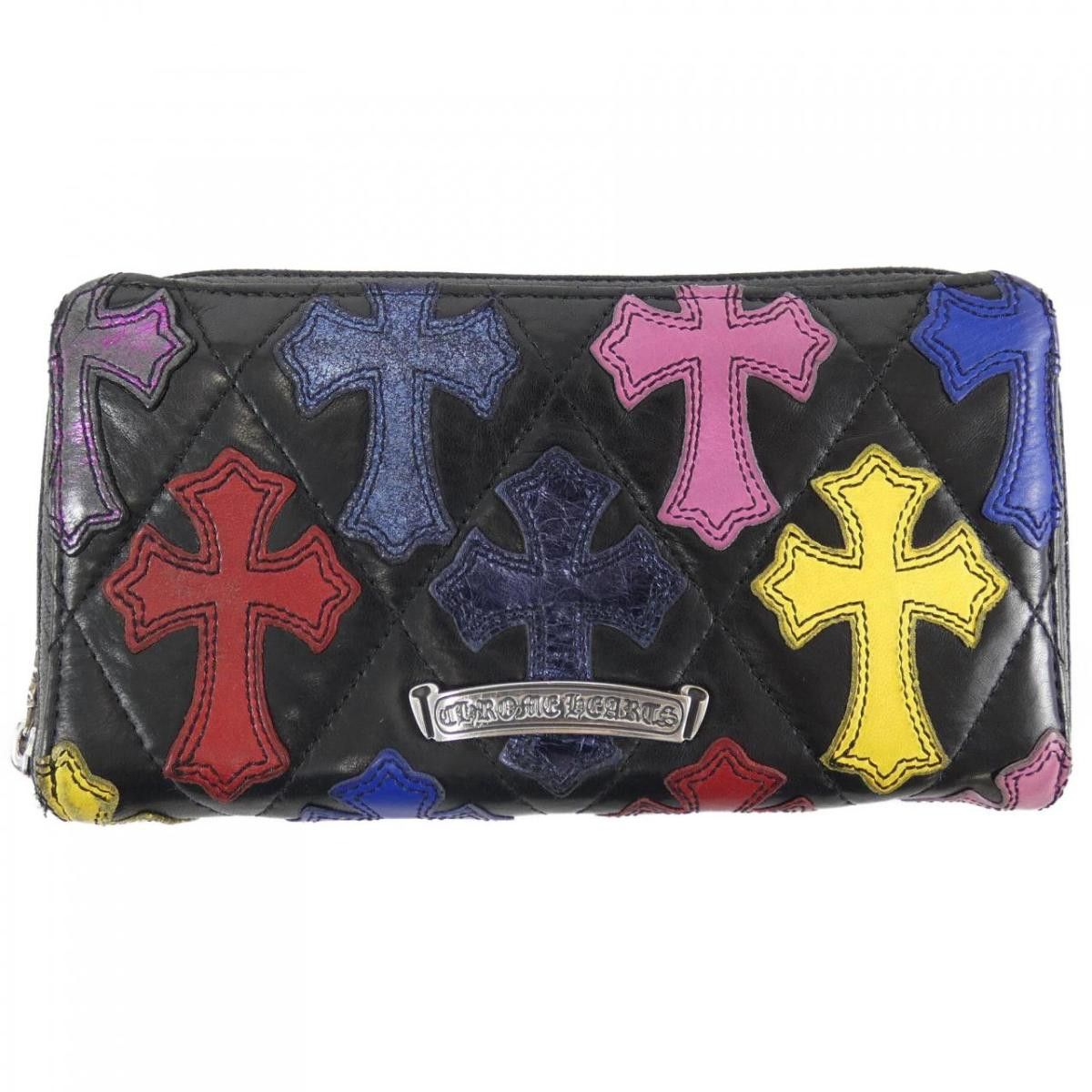 image of Chrome Hearts Multi-Color Cemetery Quilted Clutch in Black, Women's